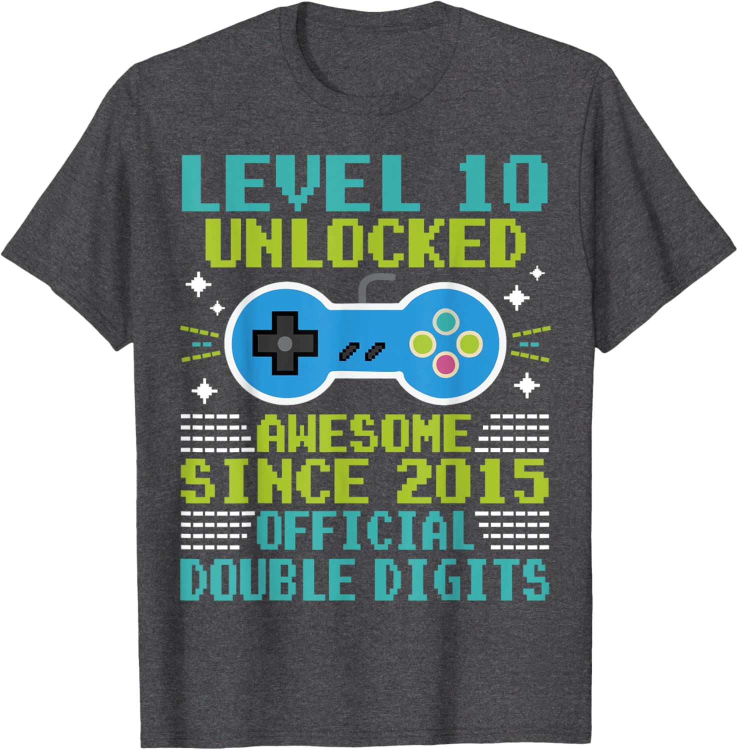Cool 10th Birthday Boys T-Shirt Level 10 Unlocked Awesome Since 2015 - 6