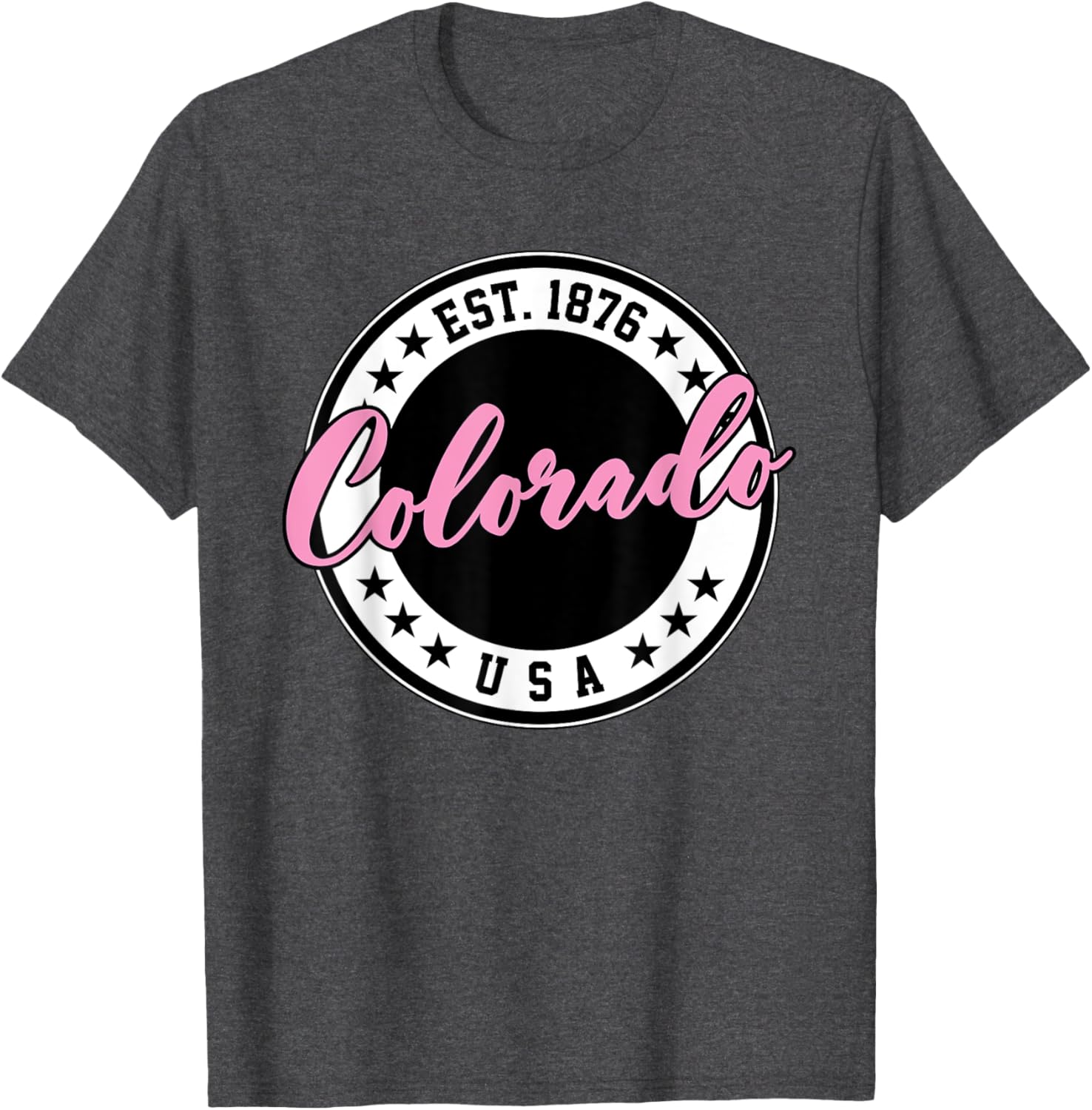 Colorado USA Script Circle Pink Text T-Shirt for Stylish Comfort - 6