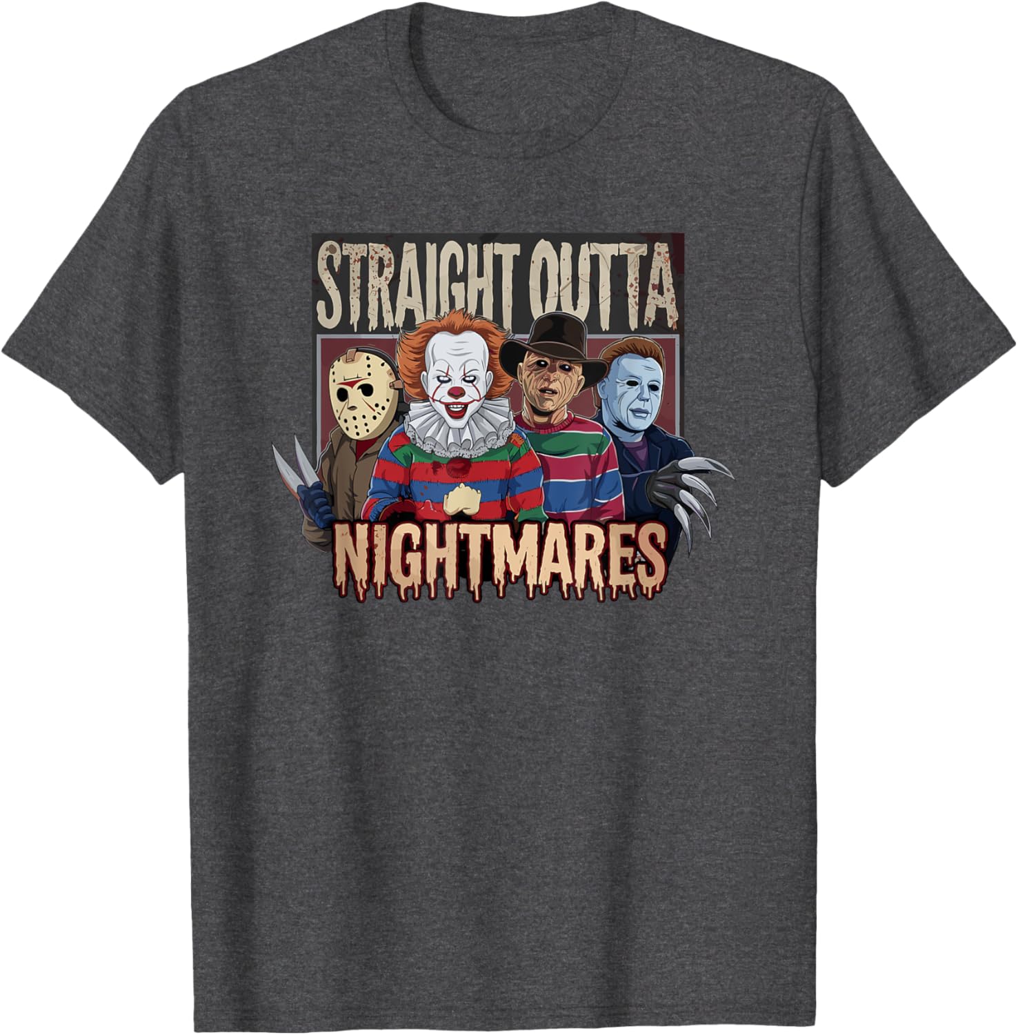 Vintage Horror Halloween Scary T-Shirt Straight Outta Nightmares Fun - 21
