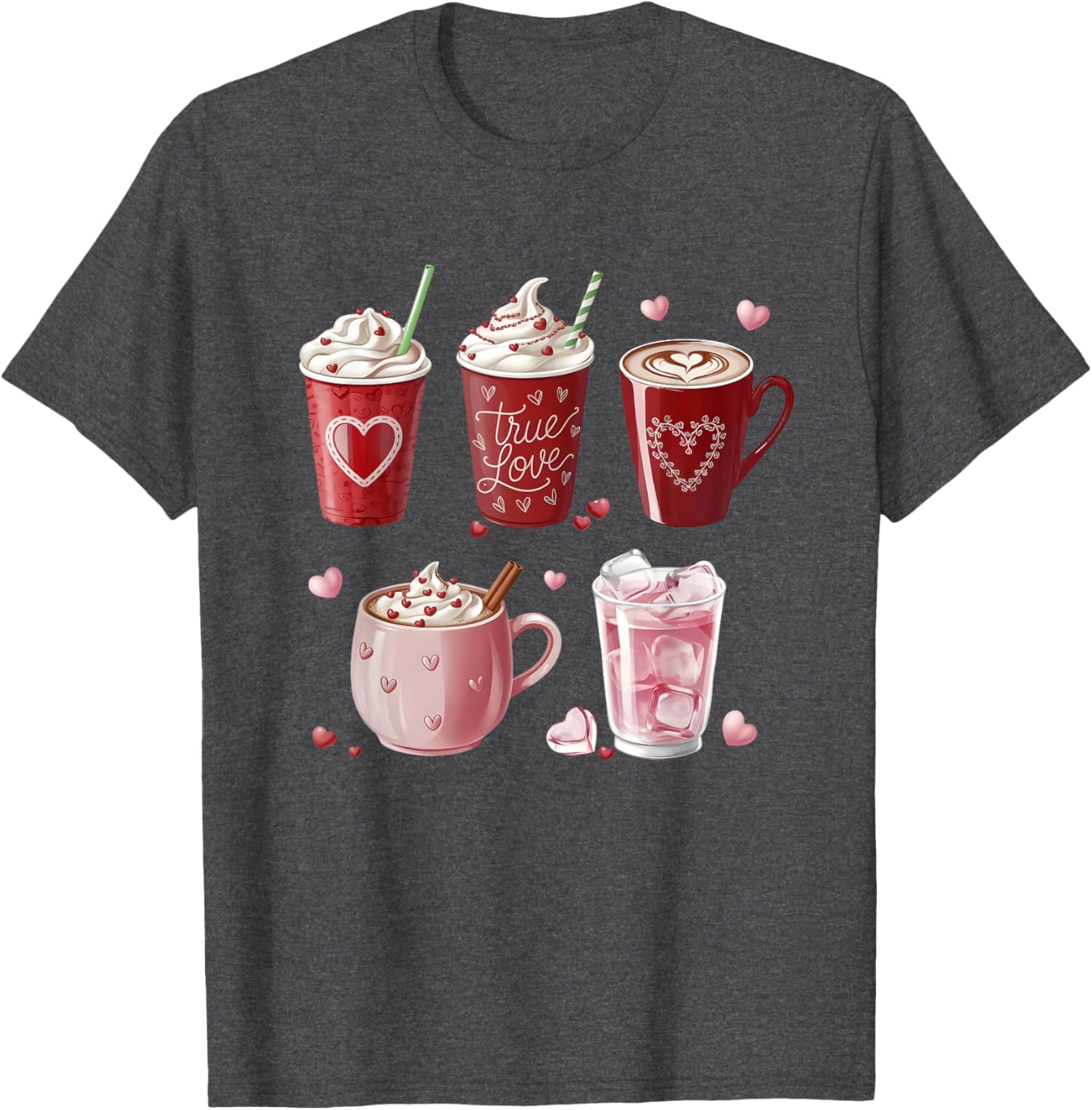 Coffee Lover Valentine T-Shirt Cute Coffee Cups Design for Him or Her - 10