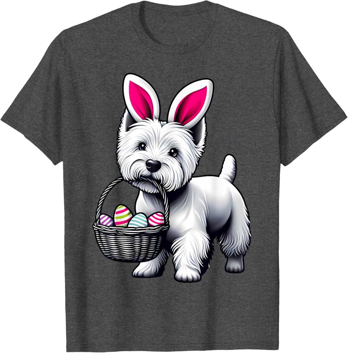 Adorable Bunny Ear West Highland Terrier Easter Eggs T-Shirt for Dogs - 2