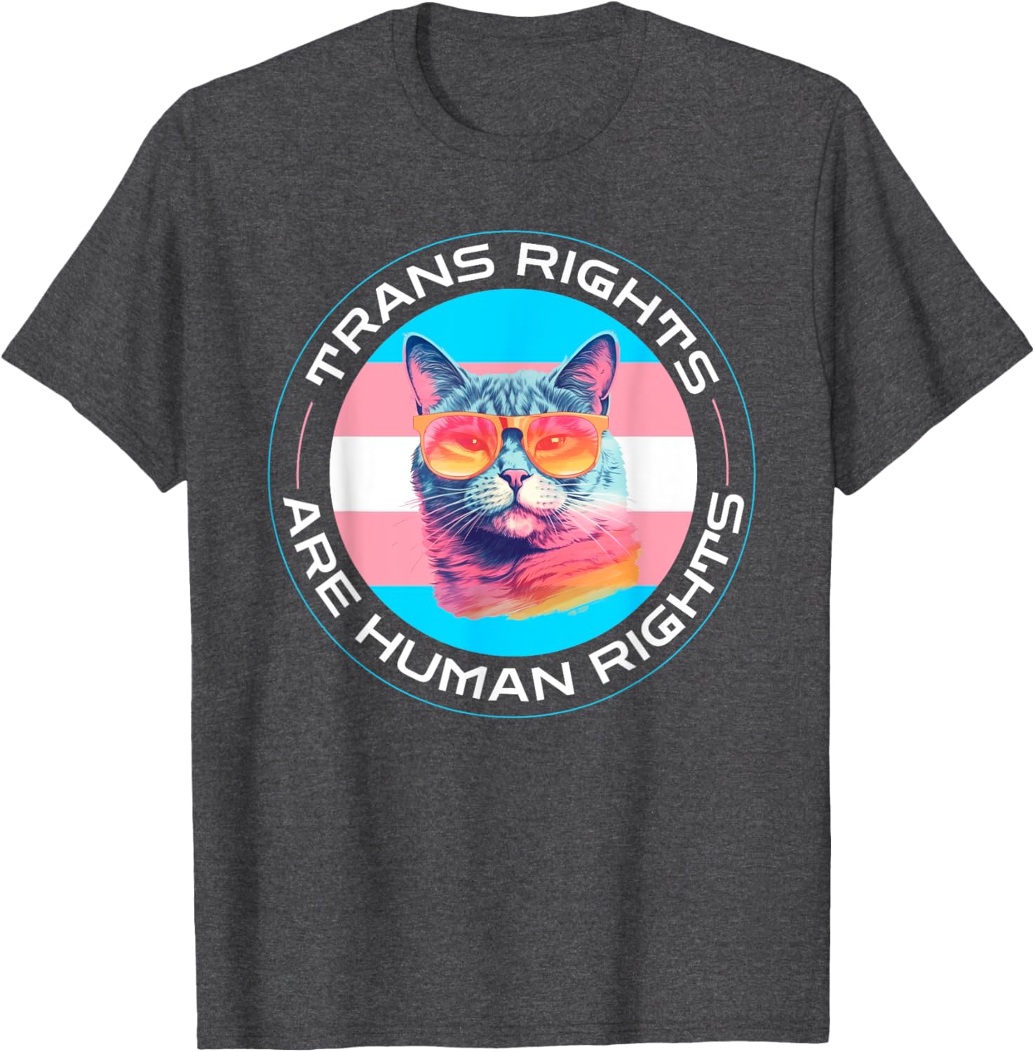 Trans Rights are Human Rights Pride Cat T-Shirt for LGBTQ Supporters - 7