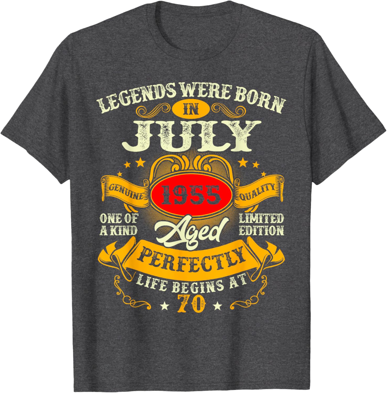Vintage Retro 70th Birthday T-Shirt for July 1955 Legends Men Women - 3