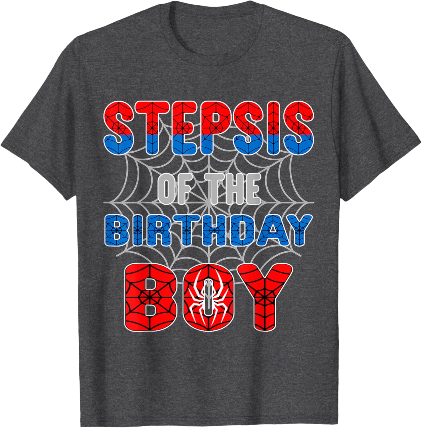 Spider Web Birthday Party T-Shirt for Step Sis of the Birthday Boy - 7