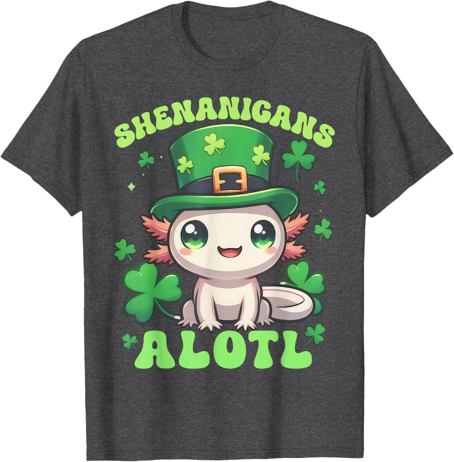 Axolotl St. Patrick's Day Fun T-Shirt for Kids and Adults - 14