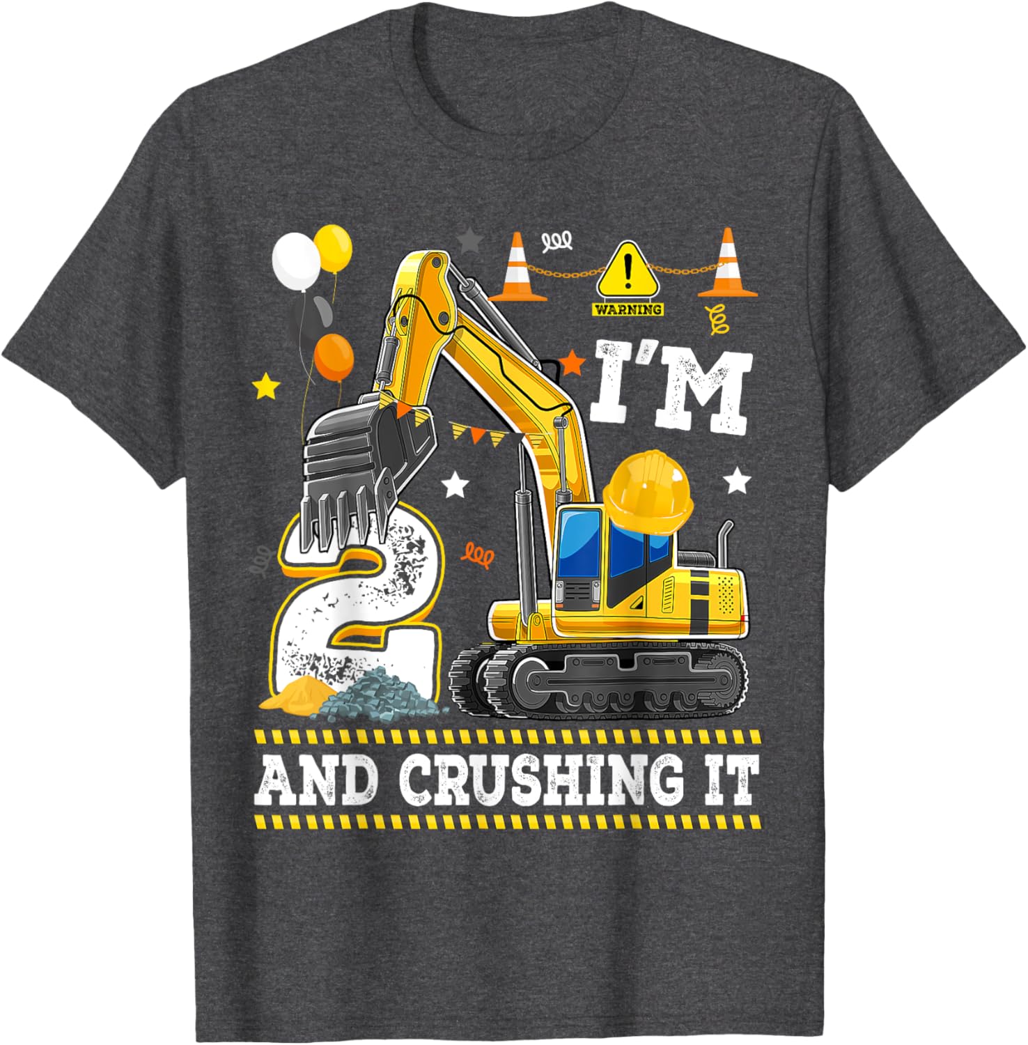 Adorable 2nd Birthday Excavator Digger Builder T-Shirt for Kids - 14