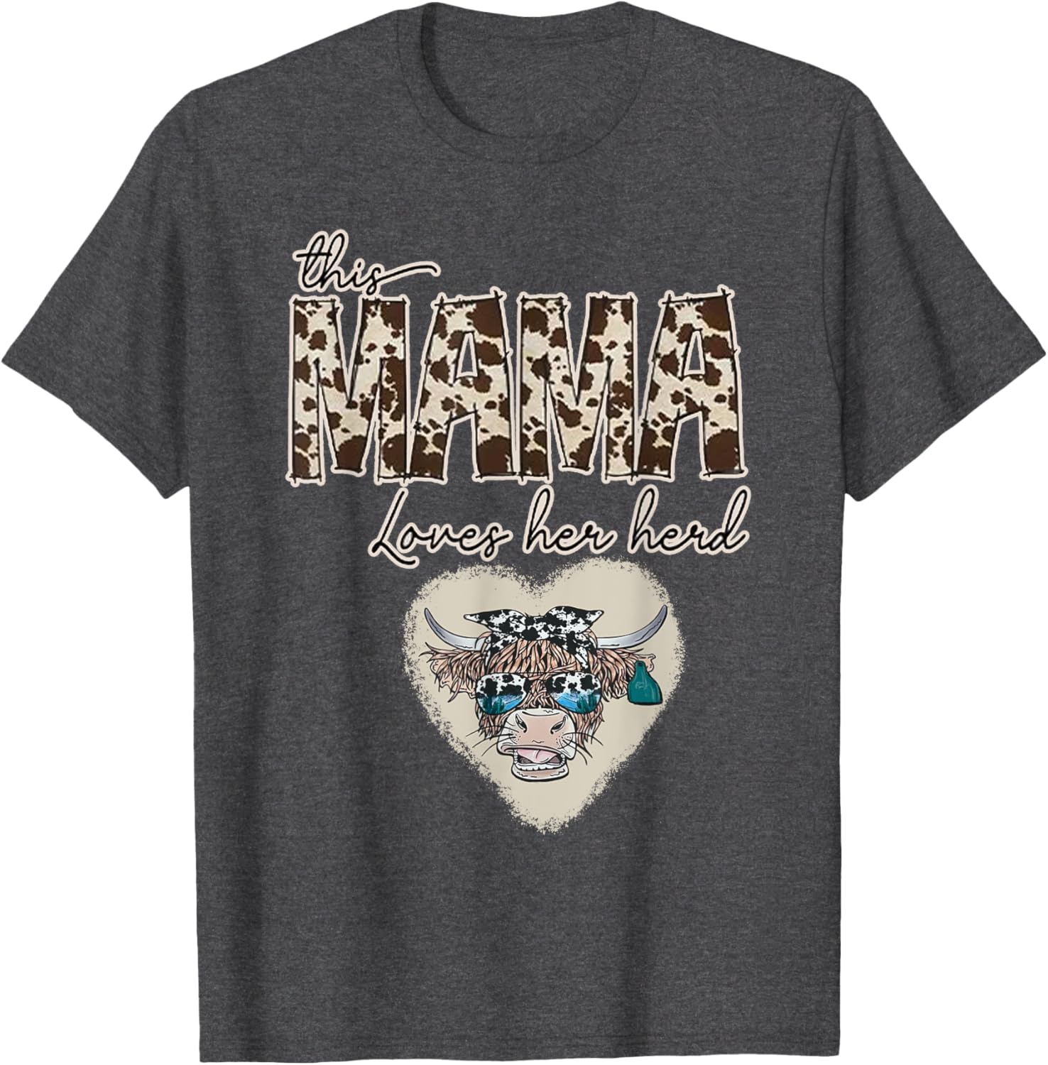 Cute Cow Print Mama Shirt for Farmers, Love Your Herd T-Shirt - 16