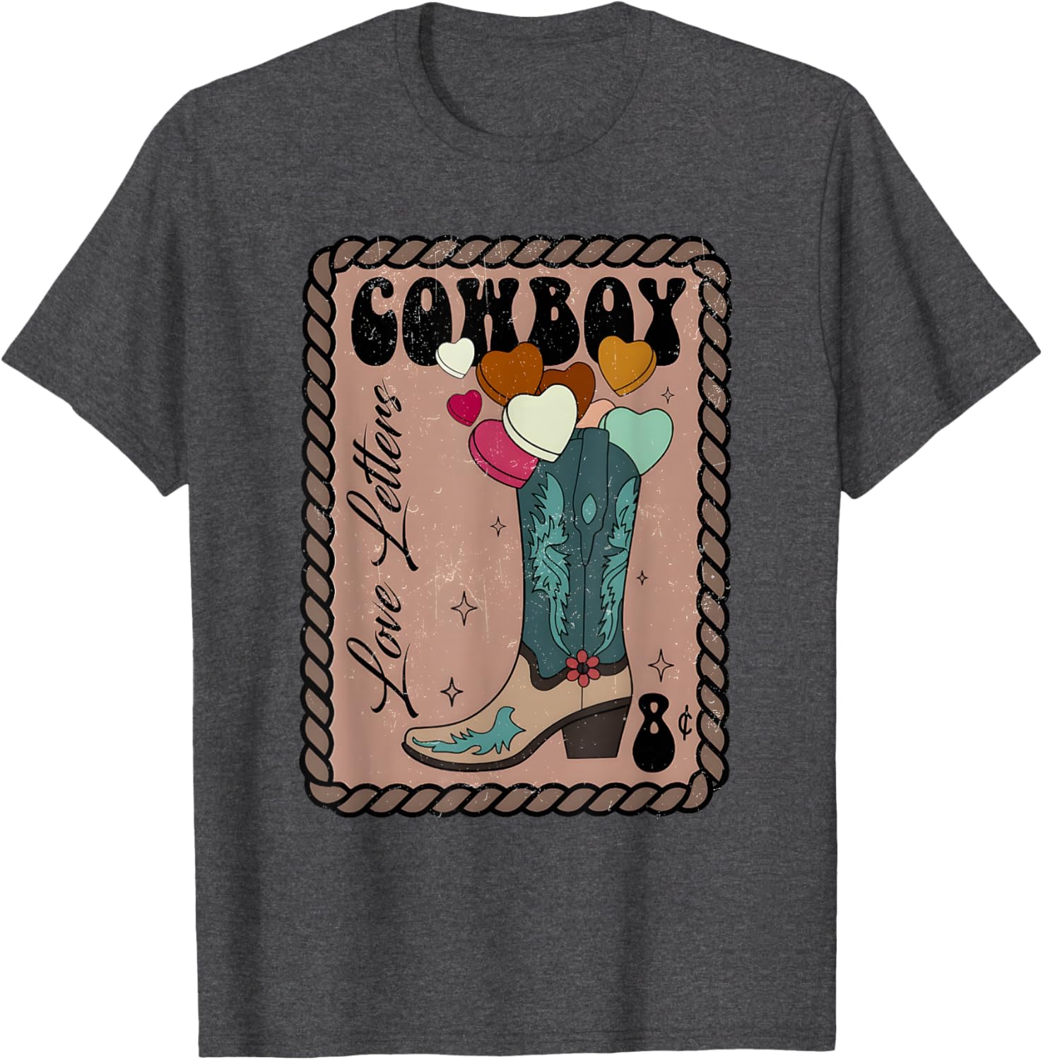 Cute Cowboy Love Letter Retro Valentine T-Shirt for Western Lovers - 4
