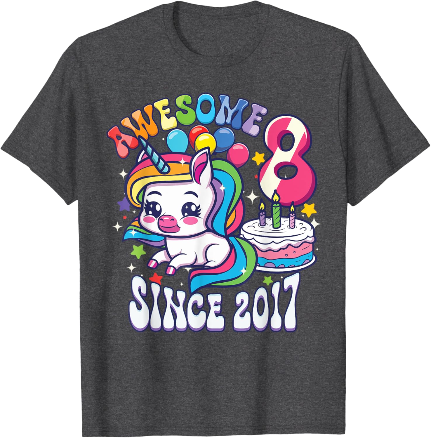 8th Birthday Unicorn T-Shirt Awesome Since 2017 Perfect Gift for Girls - 19