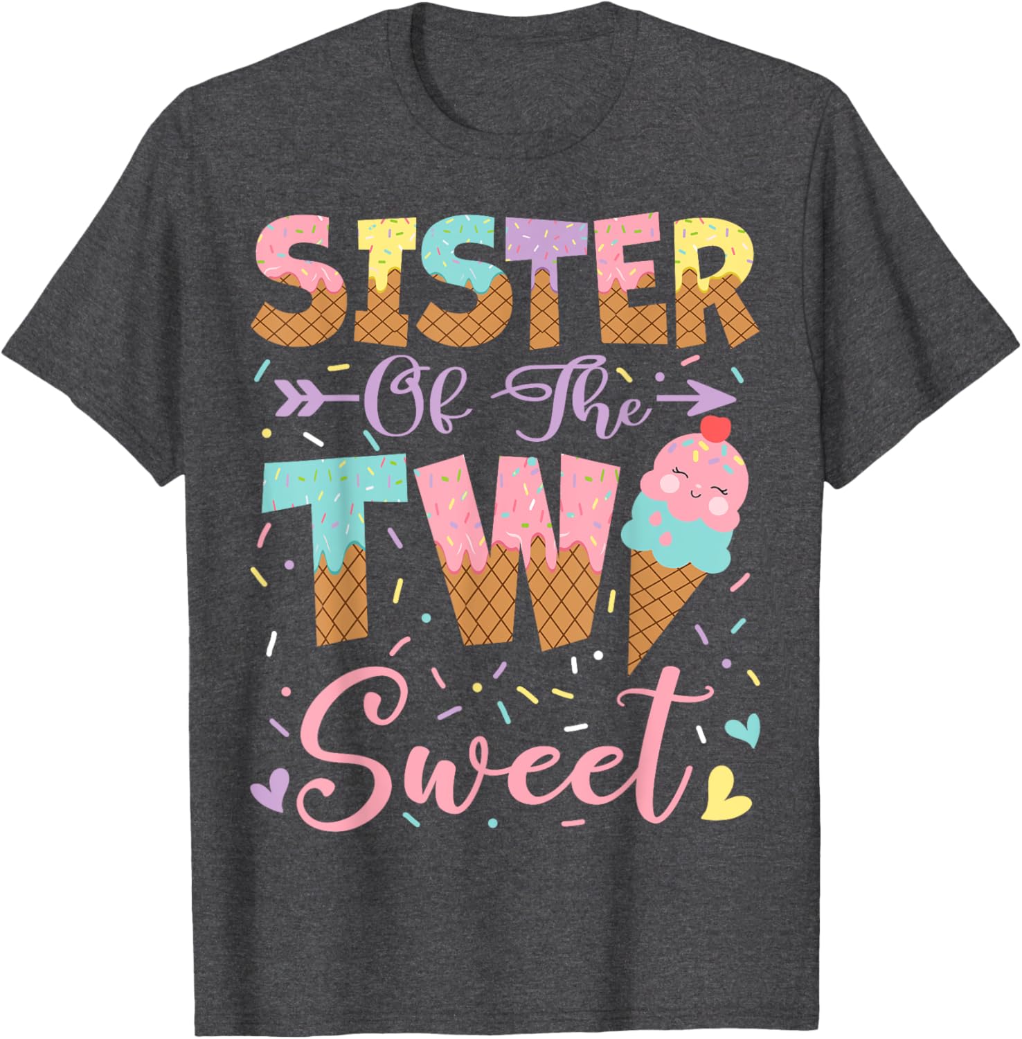 Adorable Sister of the Two Sweet Summer Ice Cream Birthday T-Shirt - 4