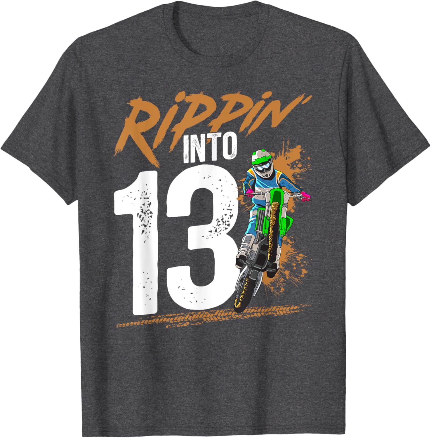 Cool 13th Dirt Bike Birthday Party T-Shirt for Young Bikers - 14