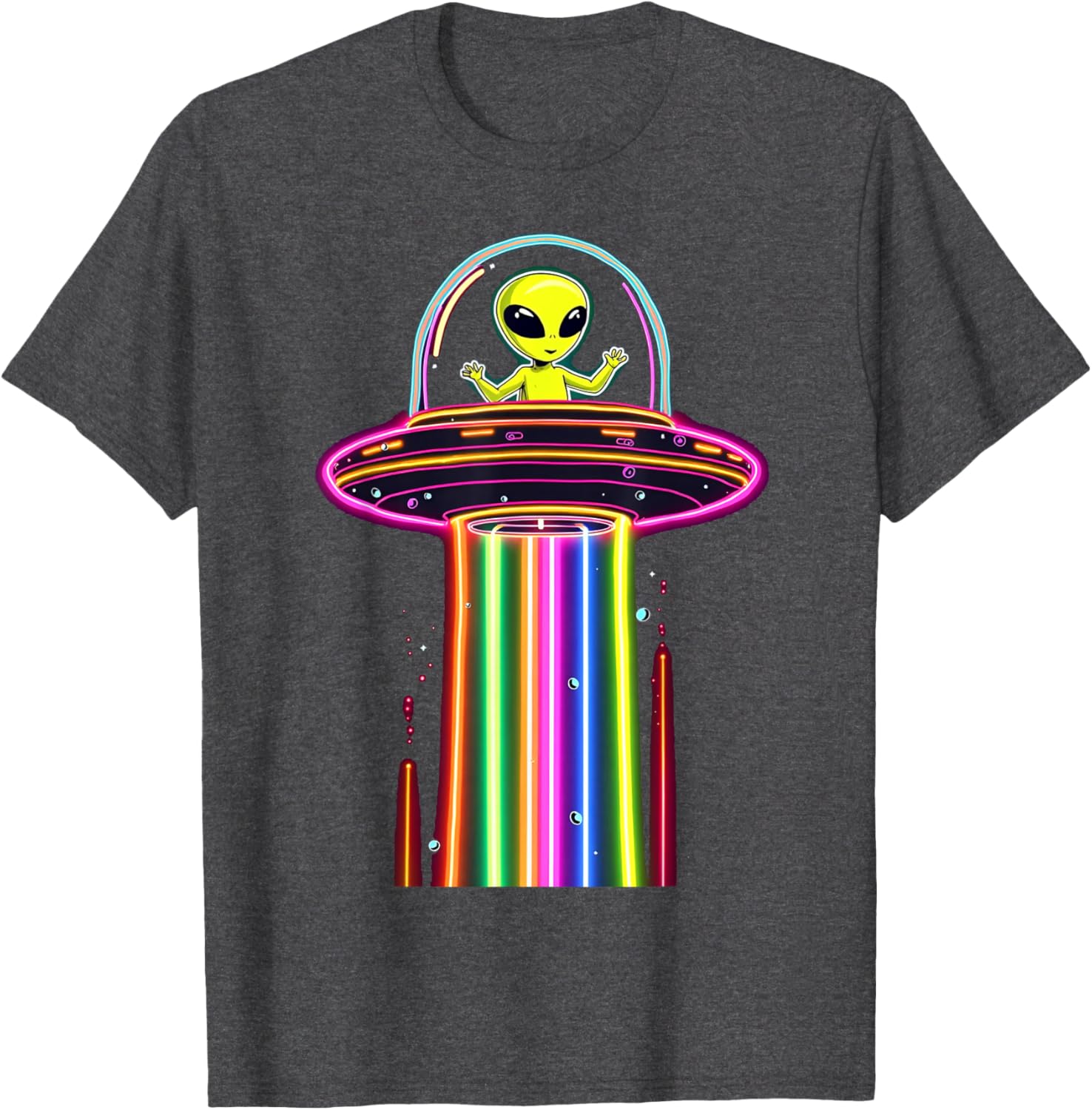 Colorful Alien Spaceship Lights Kids T-Shirt for Galaxy UFO Lovers - 1