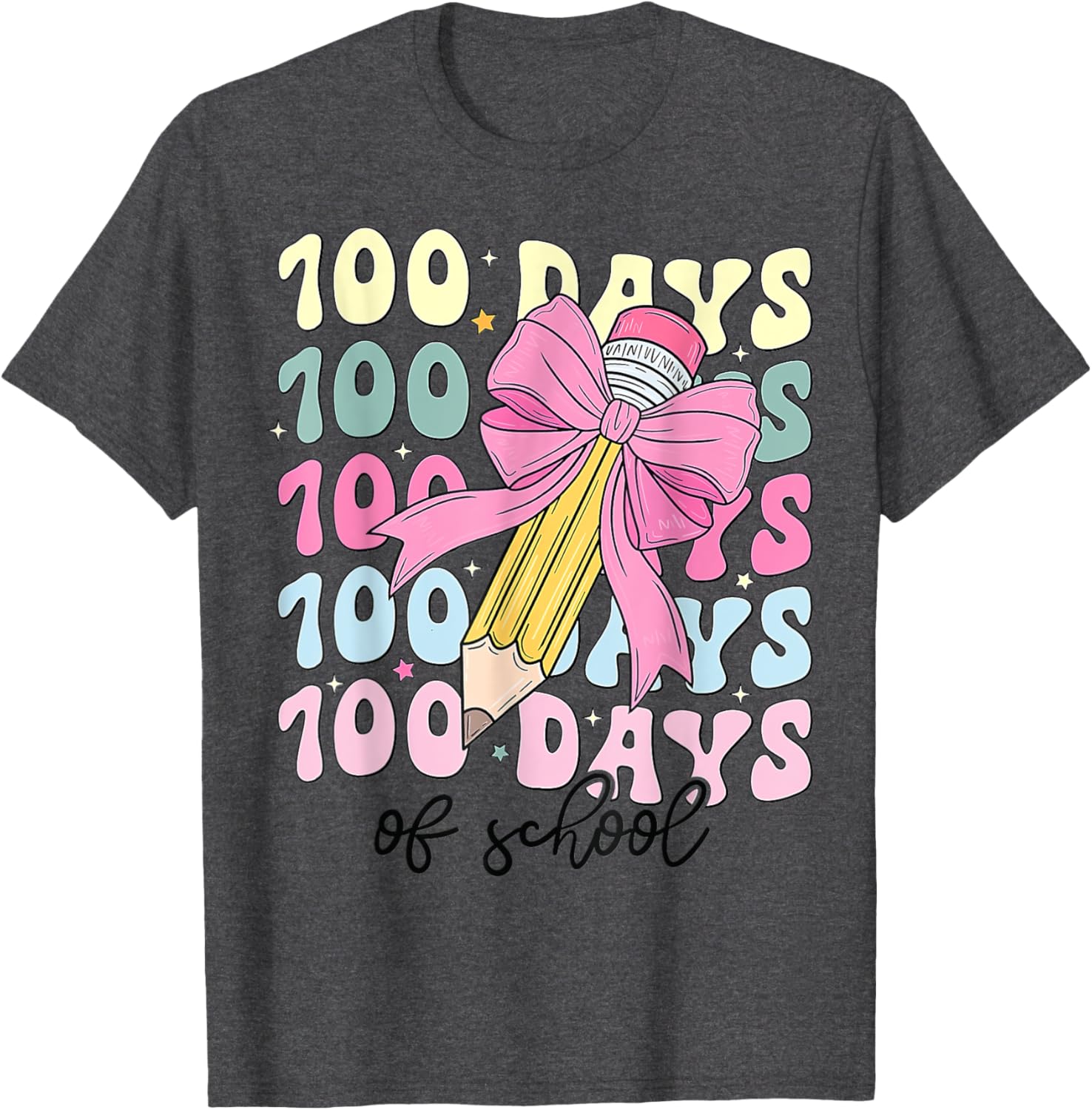 Coquette Bow 100th Day of School T-Shirt for Girls Fun School Celebration - 20