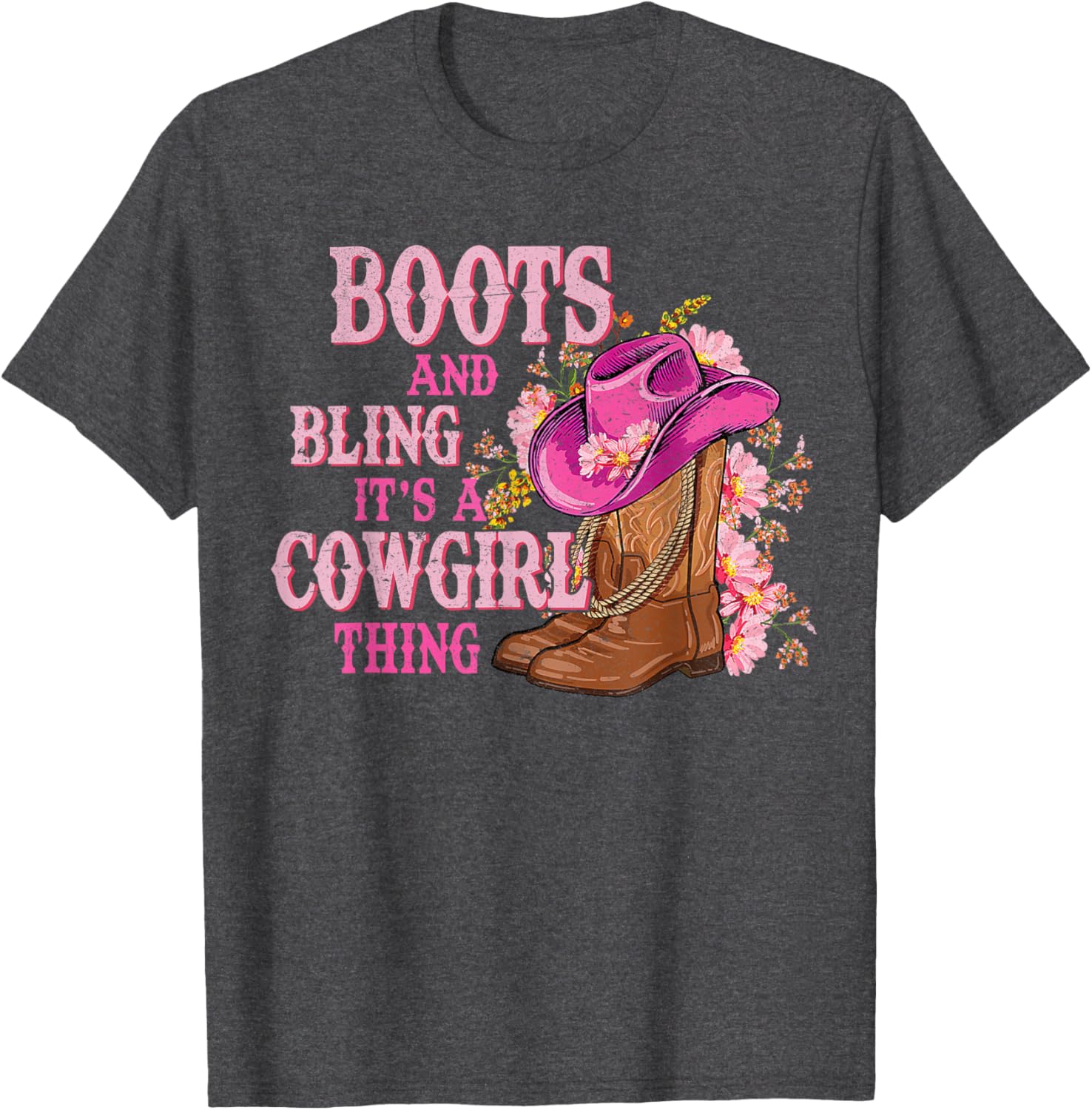 Cowgirl Style Boots and Bling Rodeo Love T-Shirt for Country Girls - 3