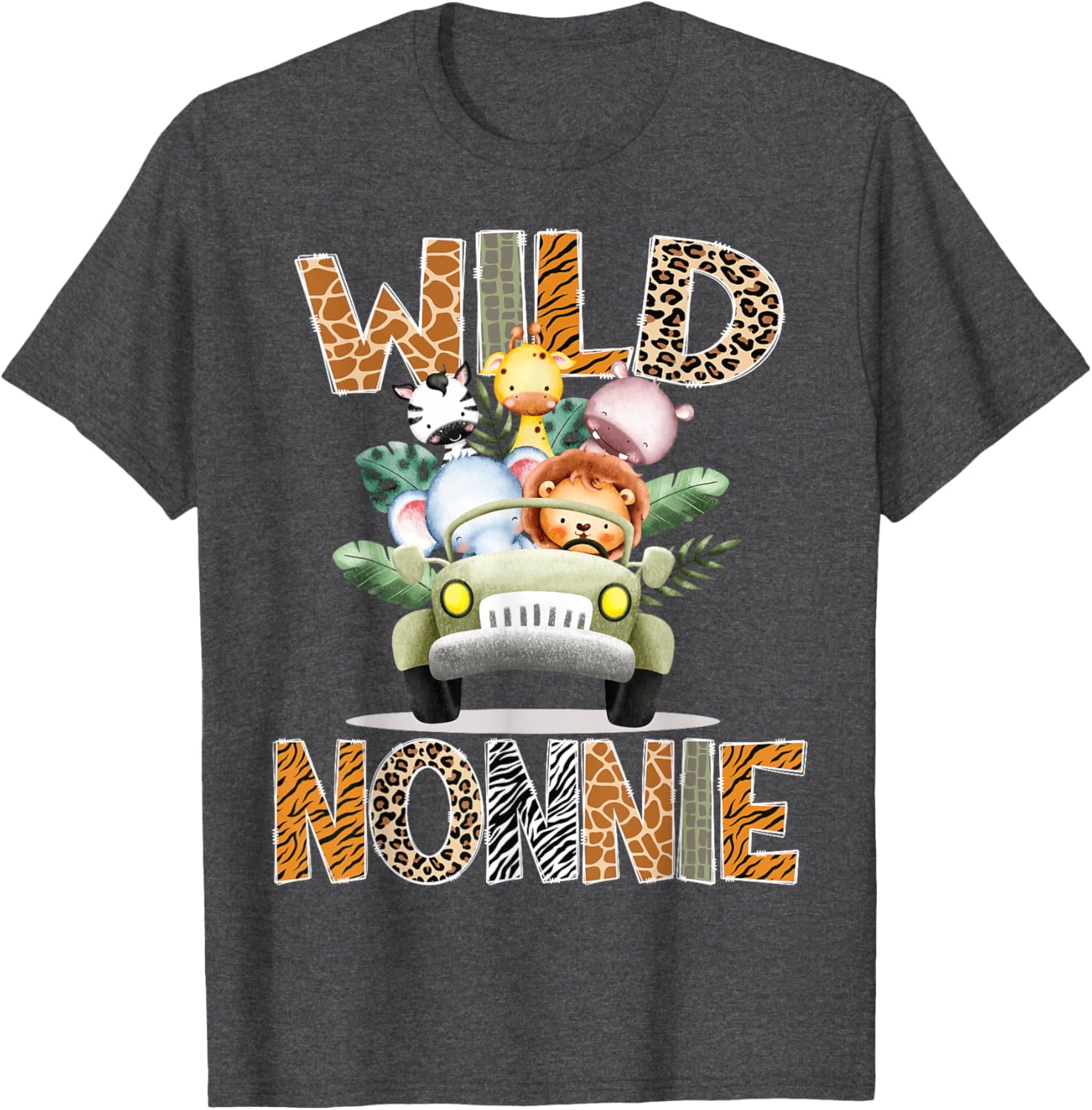Wild Nonnie Safari Jungle Animals 1st Birthday Truck T-Shirt for Kids - 5