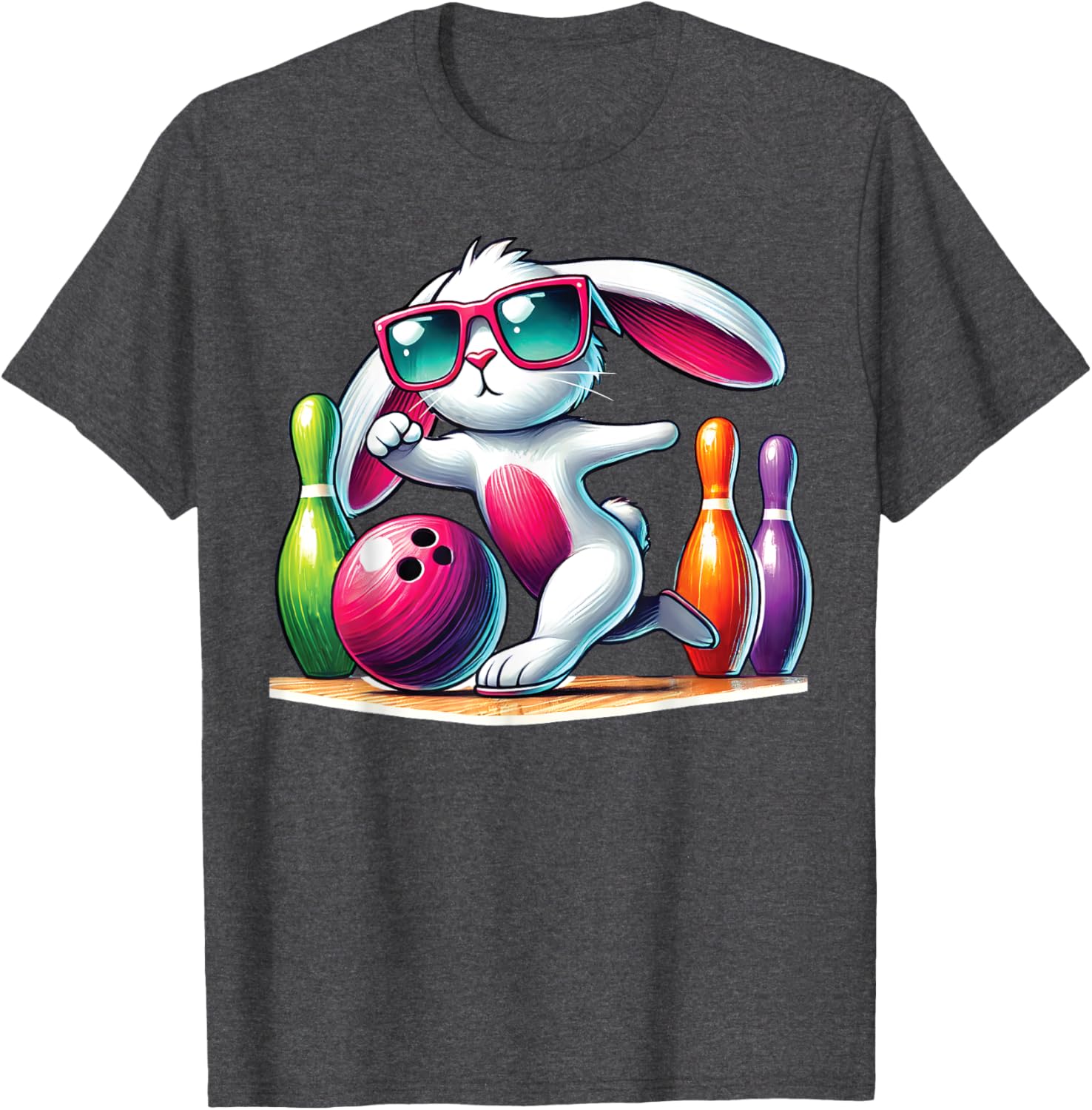 Bunny Ear Easter Bowling T-Shirt for Fun Egg Hunt Celebrations - 21