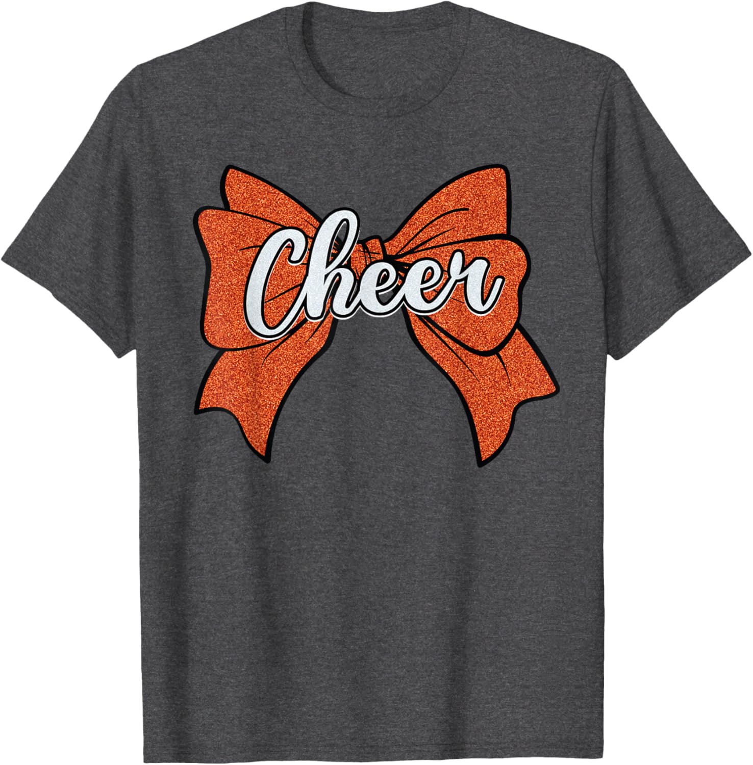 Coquette Orange Cheer Bow Sport T-Shirt for Cheerleaders and Fans - 16