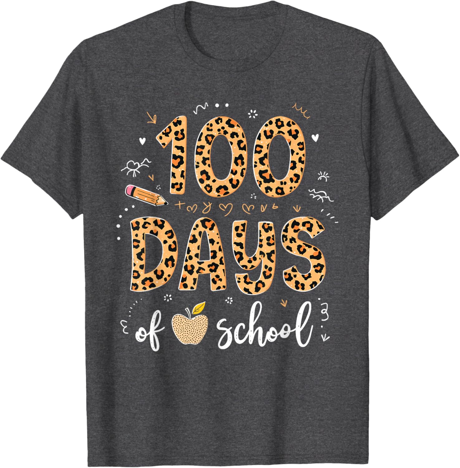 100 Days of School Leopard Print T-Shirt for Kids and Teachers - 12