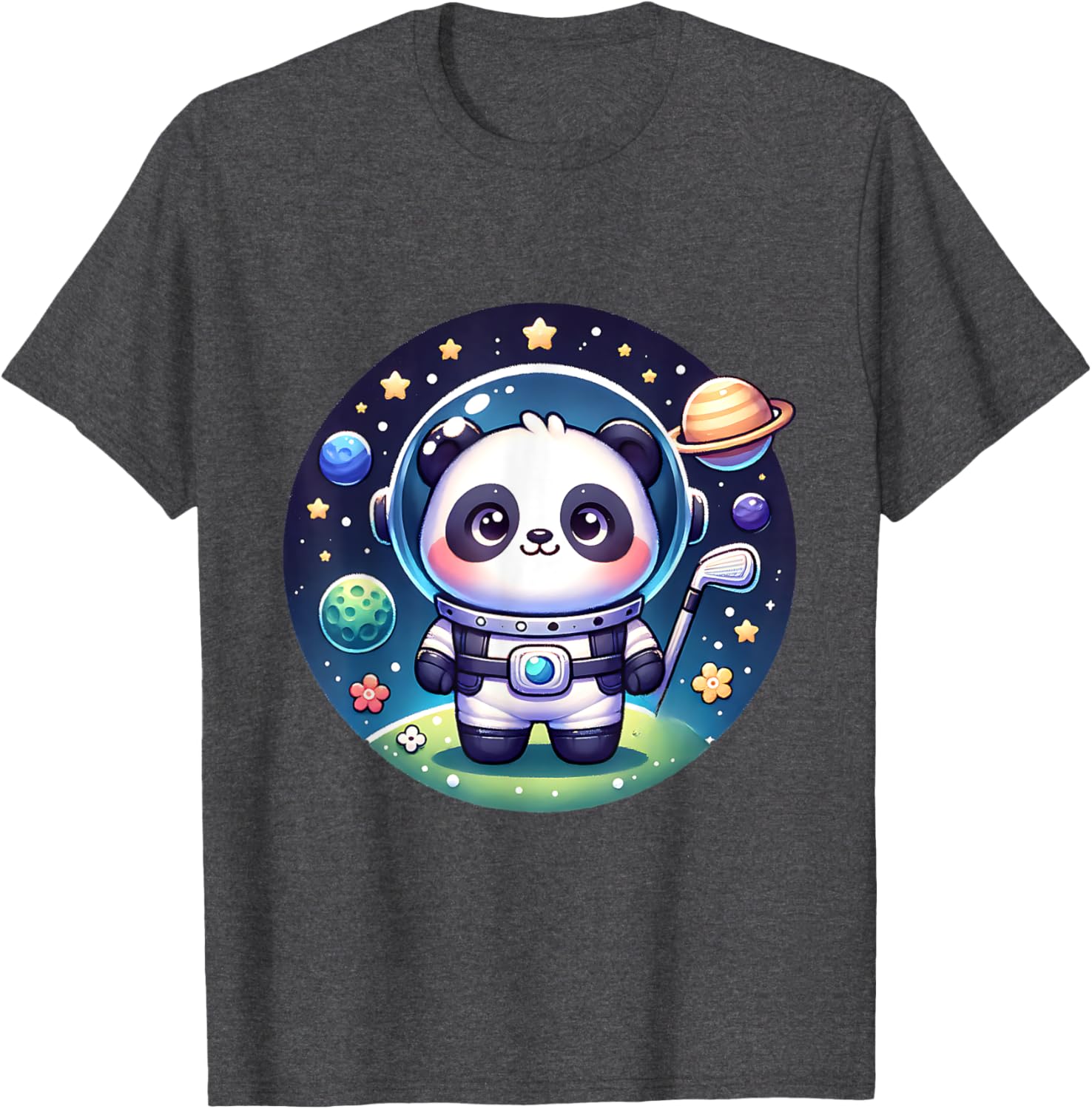 Cosmic Golfer Panda Bear Astronaut T-Shirt for Golf Lovers - 9