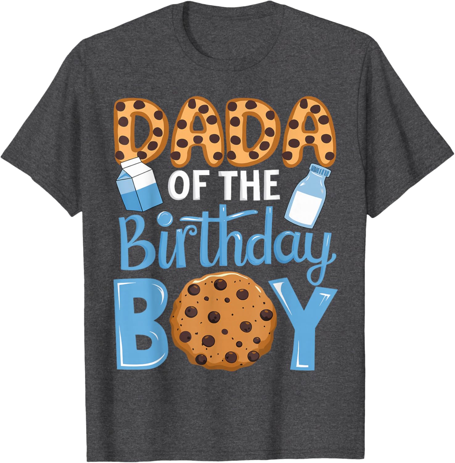 Dada of The Birthday Boy Milk and Cookies Dad 1st Birthday T-Shirt - 7