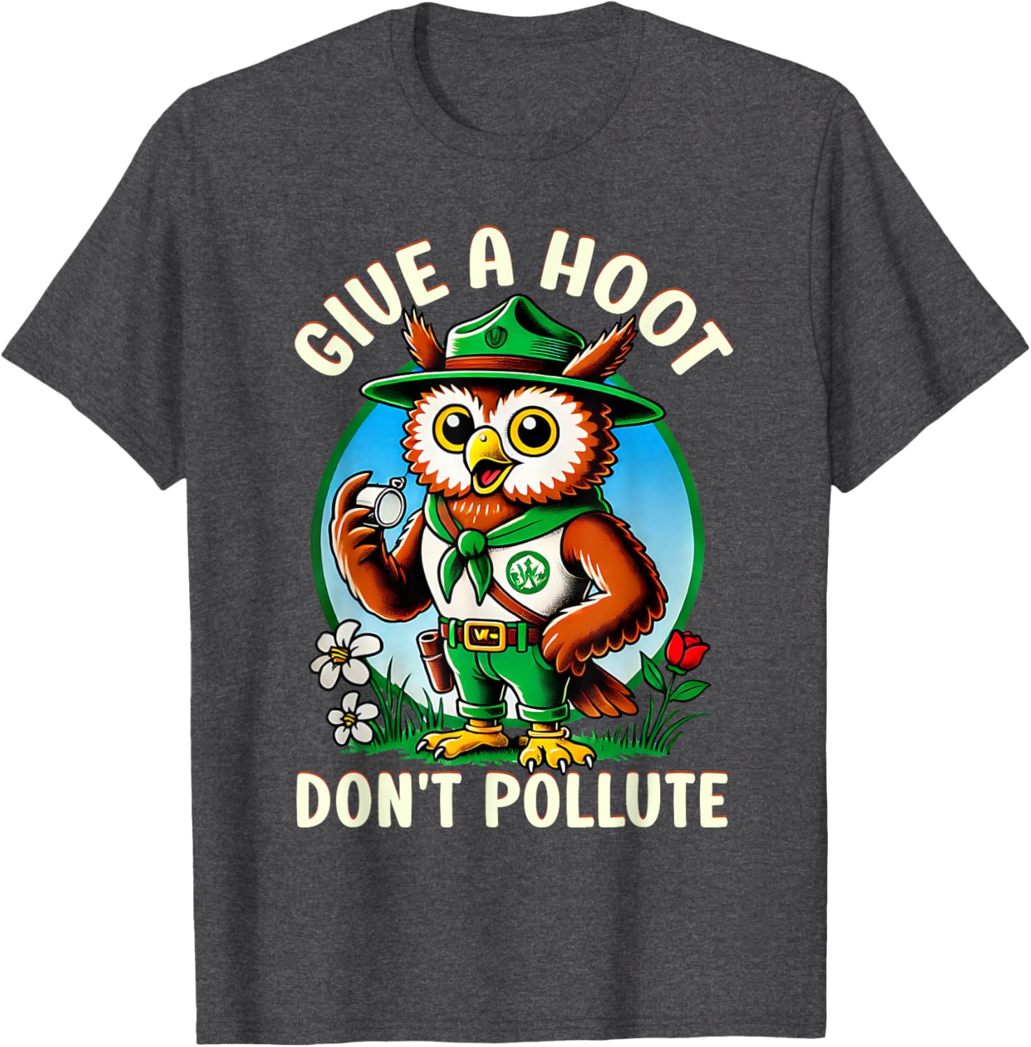 Retro Vintage Owl T-Shirt - Eco-Friendly Give A Hoot Don’t Pollute - 22