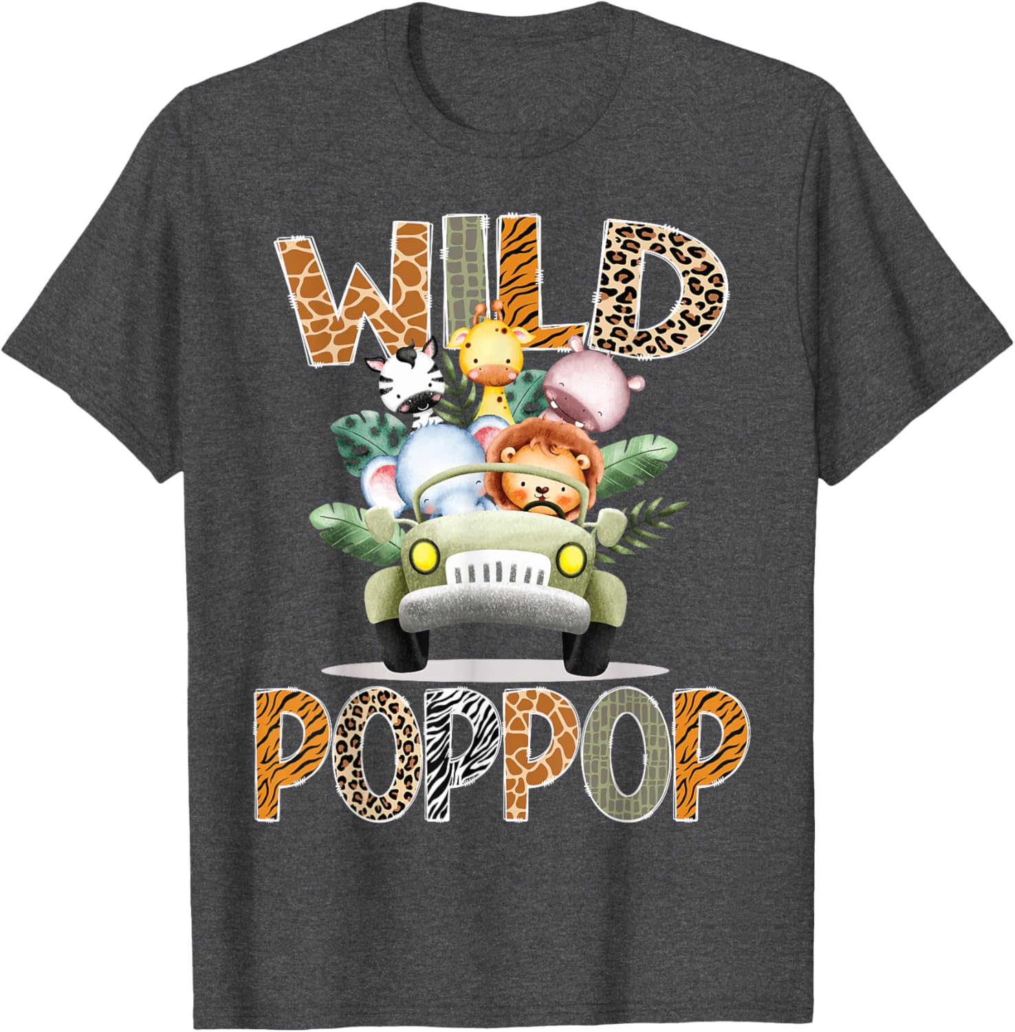 Wild PopPop Safari Jungle Animals 1st Birthday Truck T-Shirt for Kids - 6