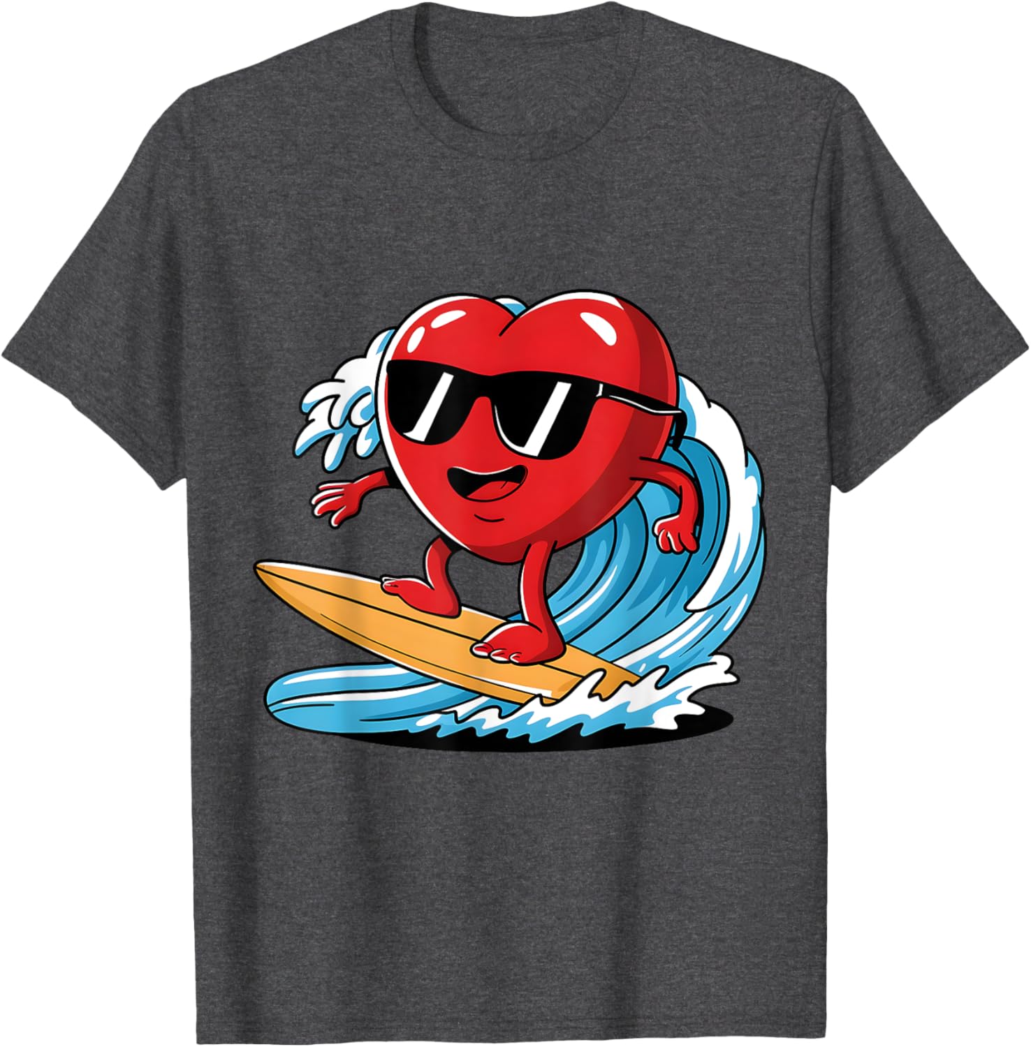 Surfing Heart Funny T-Shirt for Boys and Men - Perfect Valentine's Gift - 15