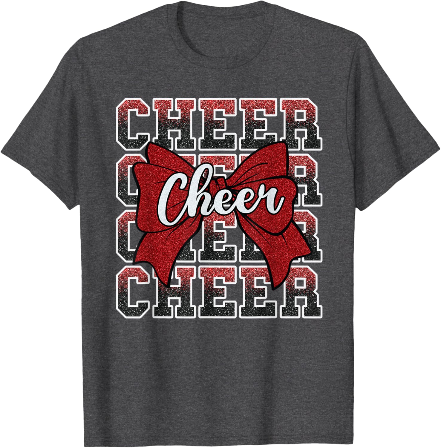Coquette Cheer Bow Funny Sport Cheerleader Red T-Shirt for Cheer Fans - 24