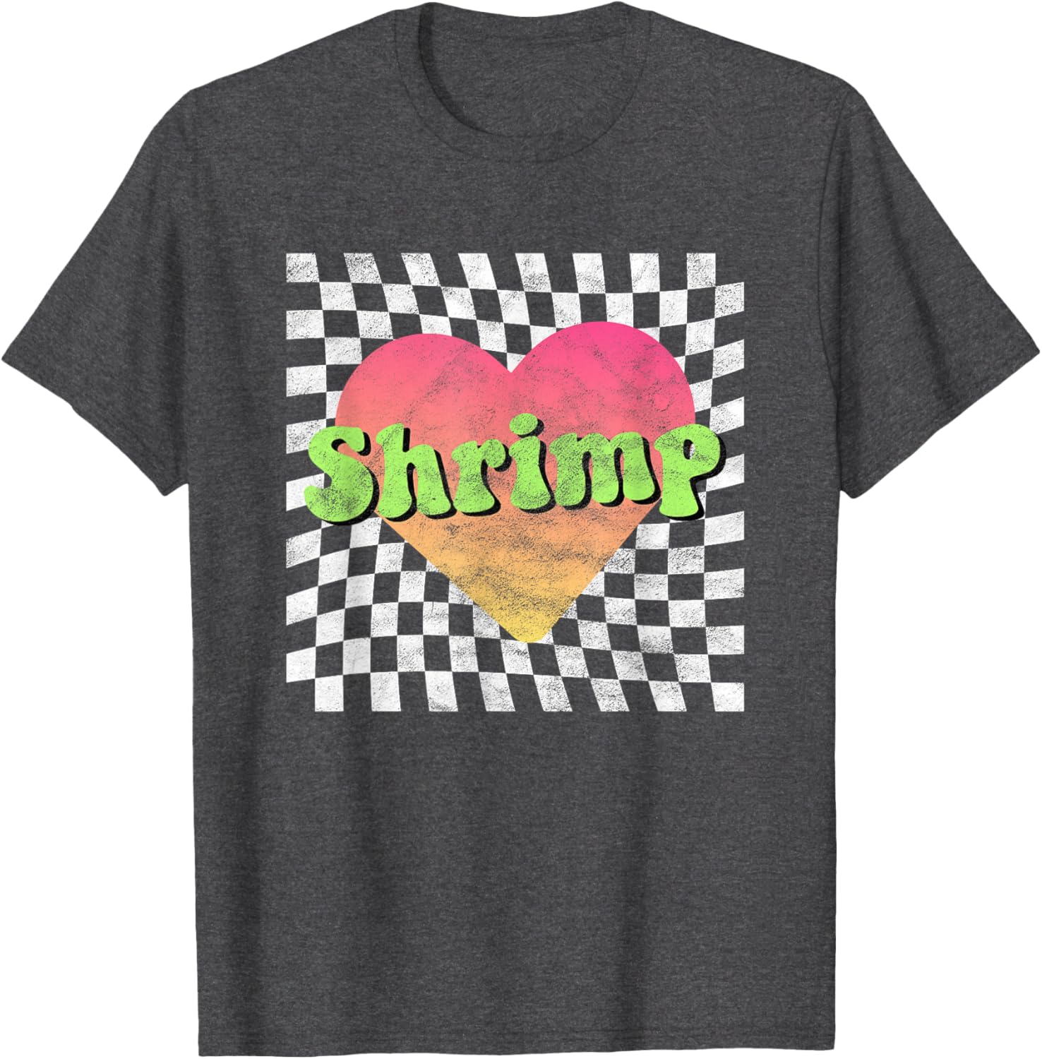 Vintage Retro Shrimp Lover Heart T-Shirt for Seafood Fans - 24