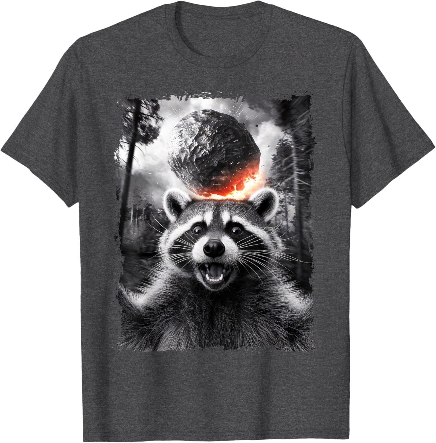2024 Raccoon Asteroid Impact Selfie Photo T-Shirt for Fun Earth Lovers - 16
