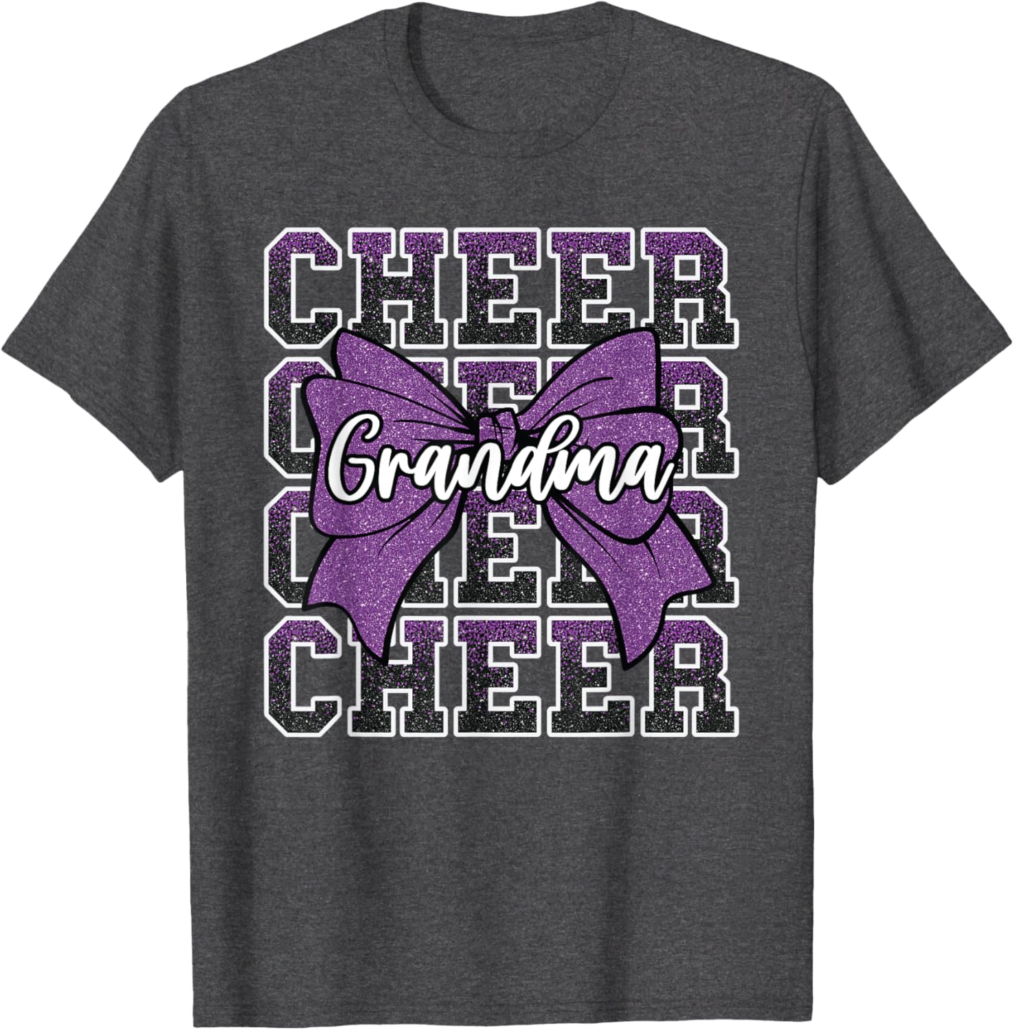 Cheer Grandma Bow Sport Purple T-Shirt for Cheerleaders and Fans - 22