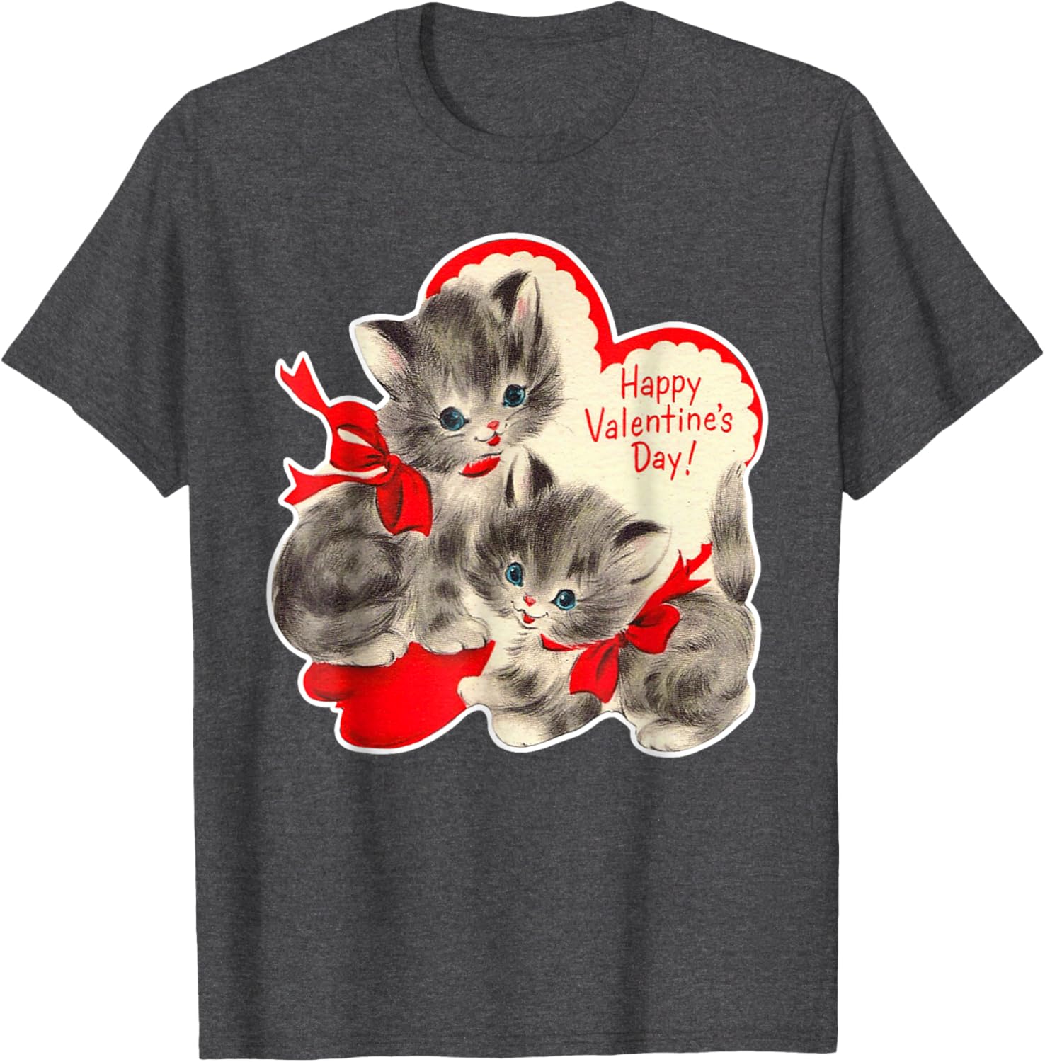 Vintage Valentine's Day Cat T-Shirt Retro Kitten Love Top for Pet Lovers - 2