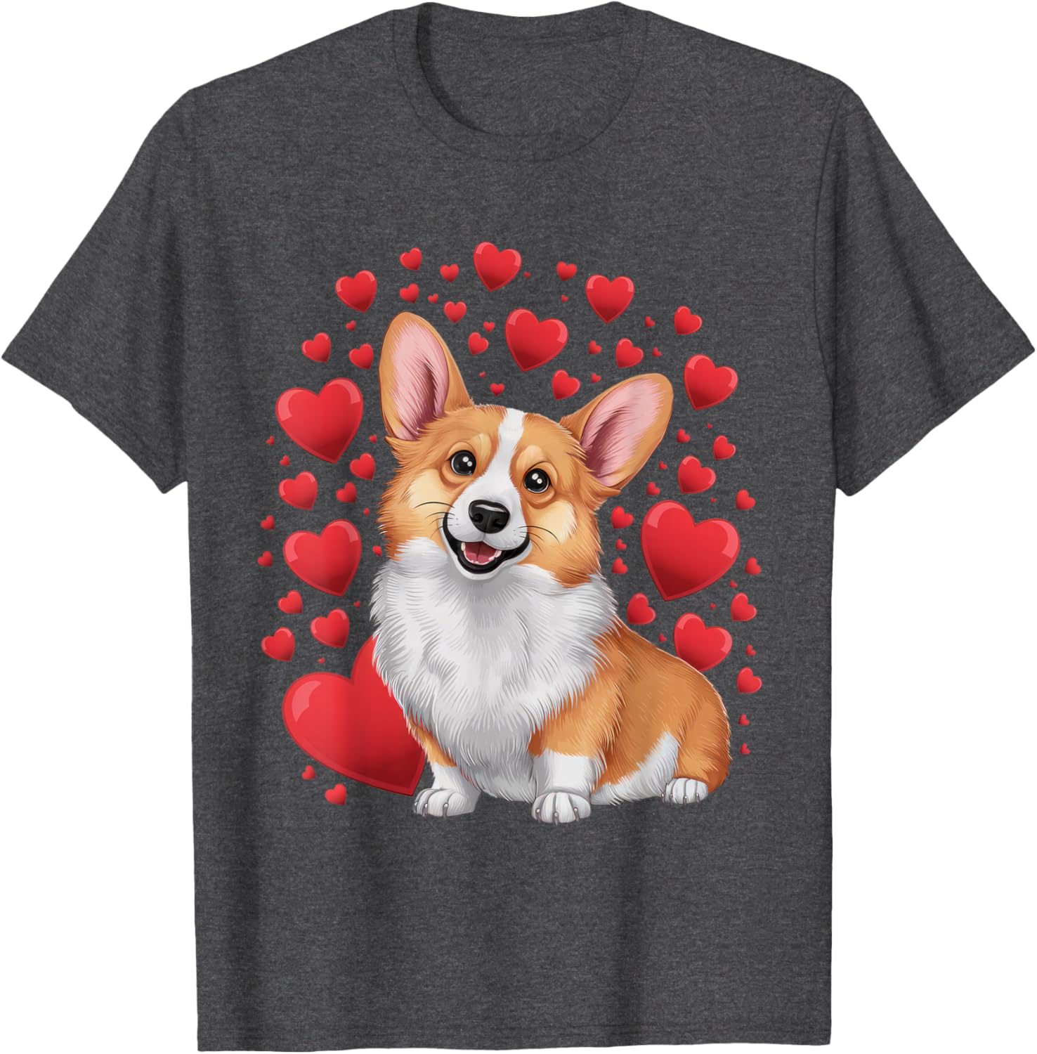 Corgi Dog Valentine's Day T-Shirt for Dog Lovers - Unisex Small Black Tee - 7