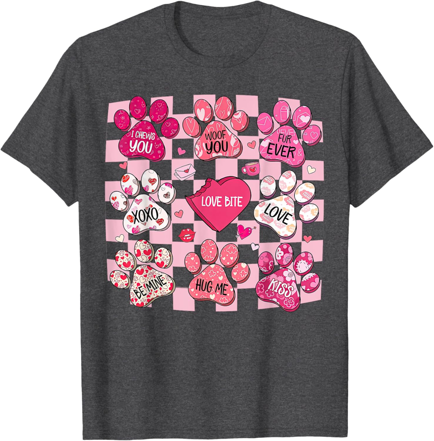 Cute Dog Paw Heart T-Shirt for Valentine's Day - Perfect Gift for Dog Lovers - 26