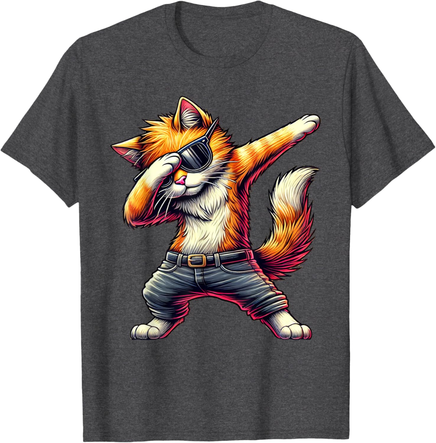 Cool Cat Dabbing in Sunglasses T-Shirt for Cat Lovers and Fashion Fans - 15