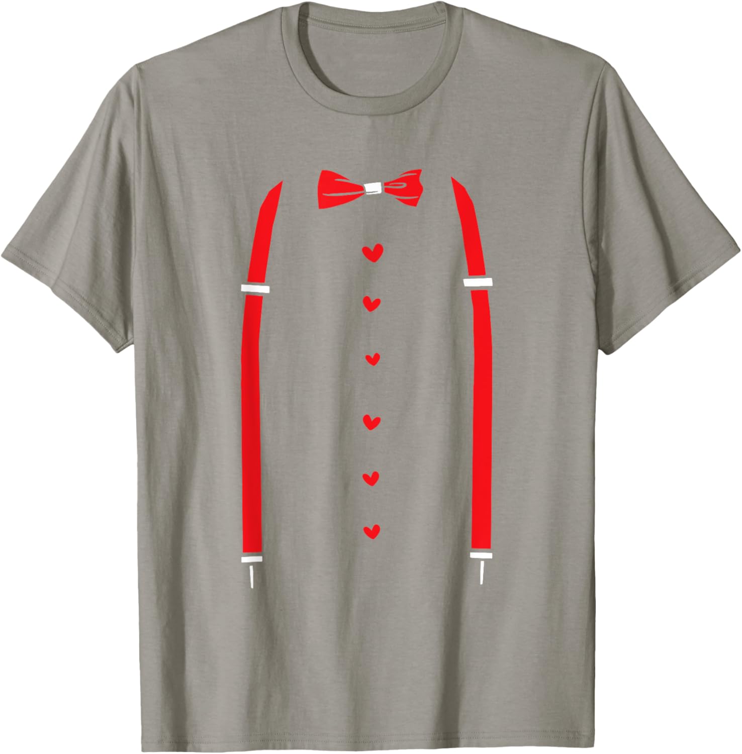 Valentine's Day Red Suspenders Bow Design T-Shirt for Men and Women - 18