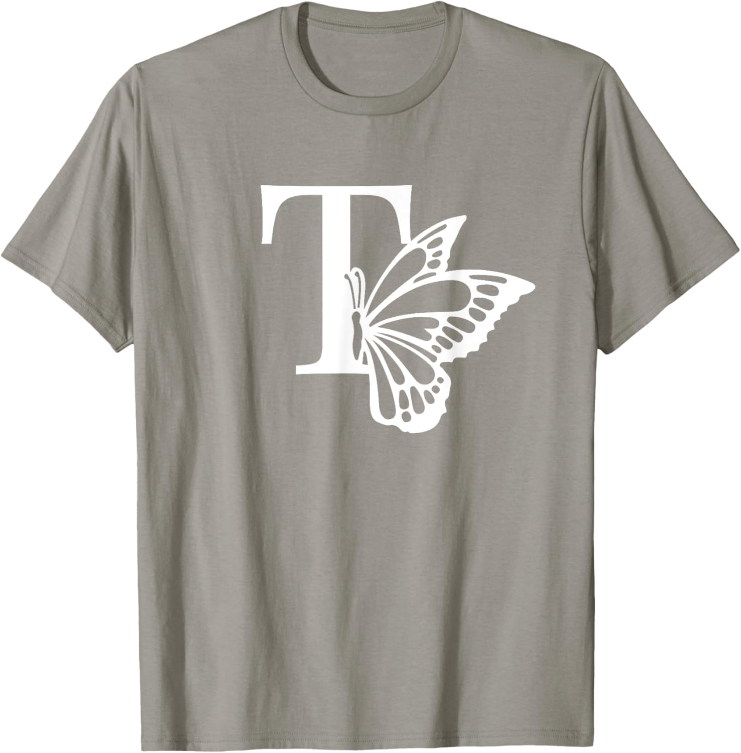 Butterfly Monogram Initial T T-Shirt Stylish Alphabet Tee for Women - 2