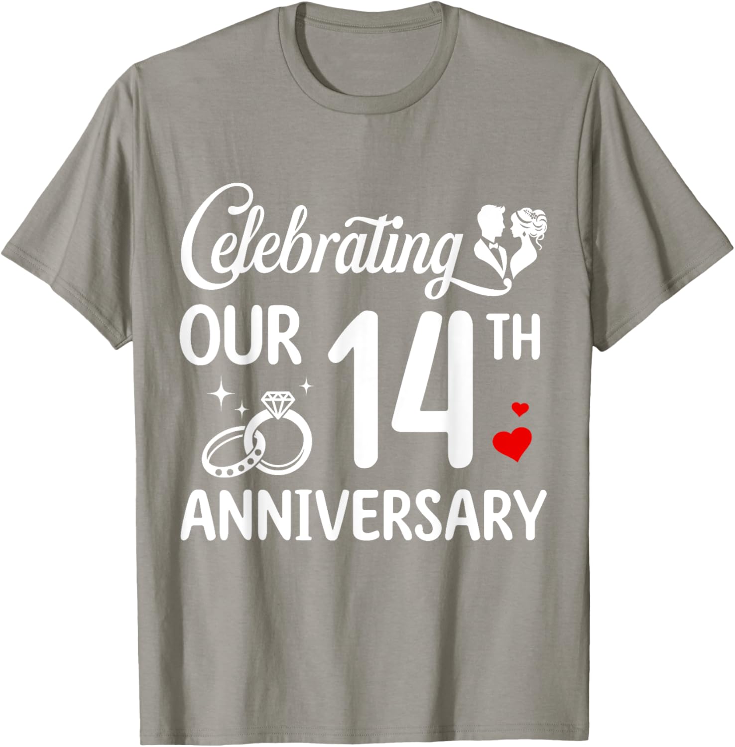 14th Wedding Anniversary T-Shirt for Couples - Celebrate 14 Years of Love - 5