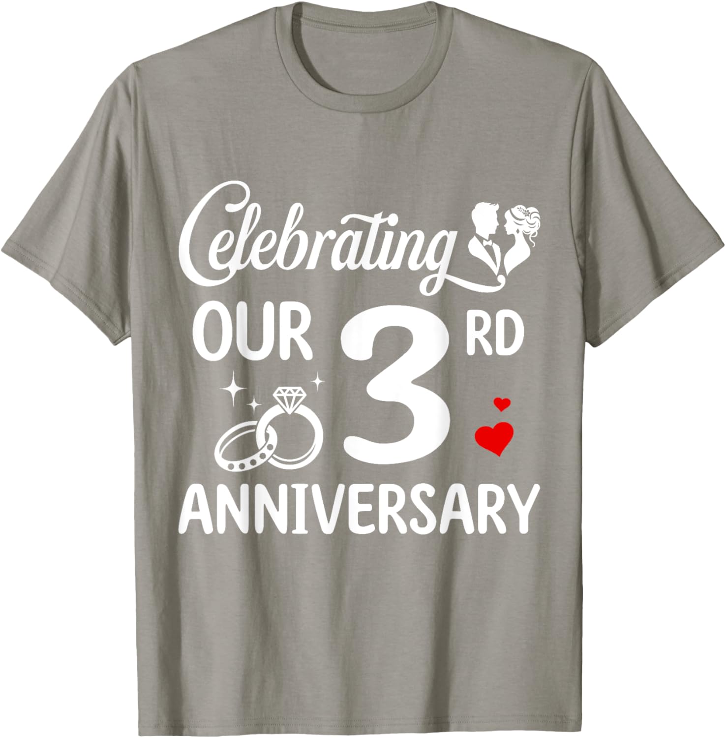 3rd Wedding Anniversary T-Shirt for Couples Celebrating 3 Years of Love - 14