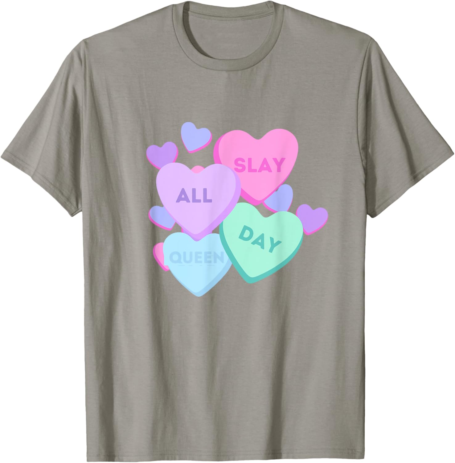 Slay All Day Pastel Heart Candy Graphic T-Shirt for Valentine's Day - 7
