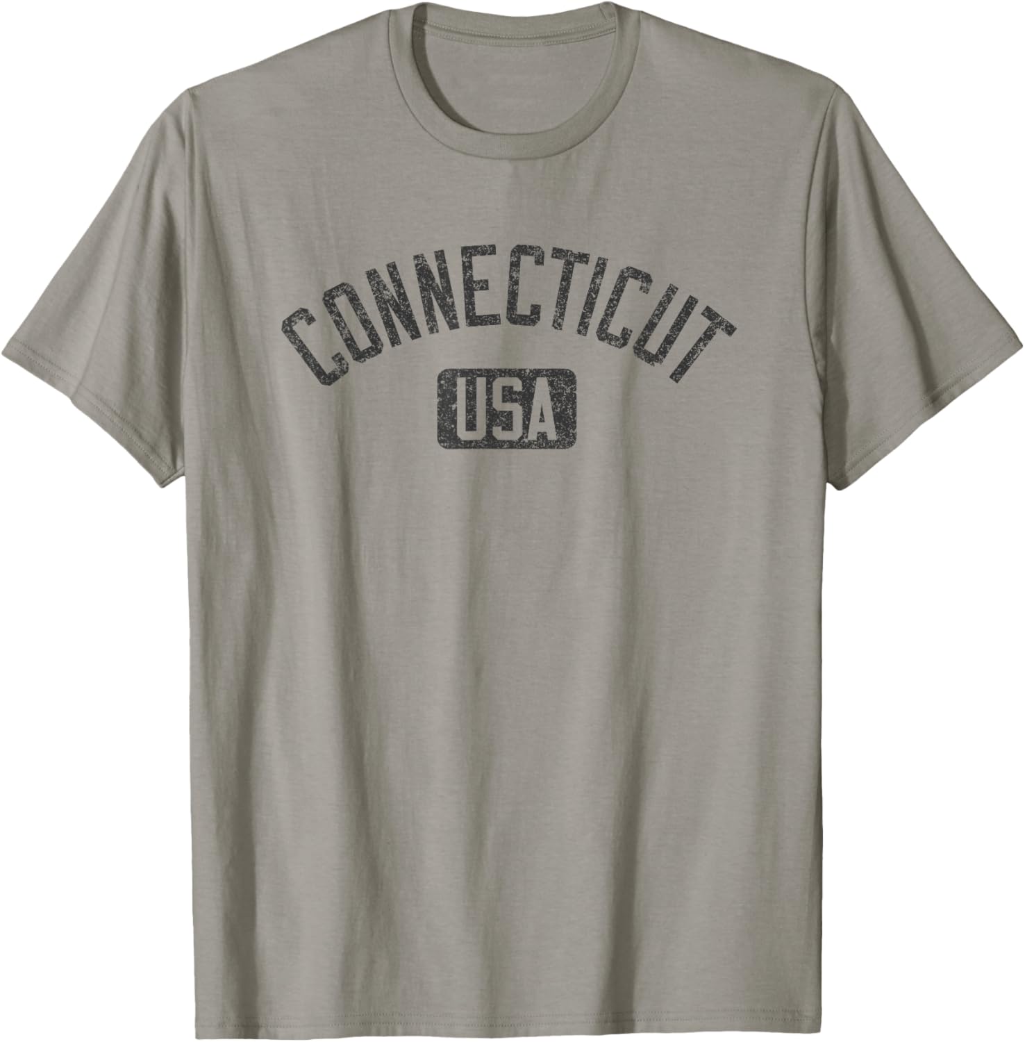 Connecticut Arched Text Distressed Black Print T-Shirt for Casual Style - 22
