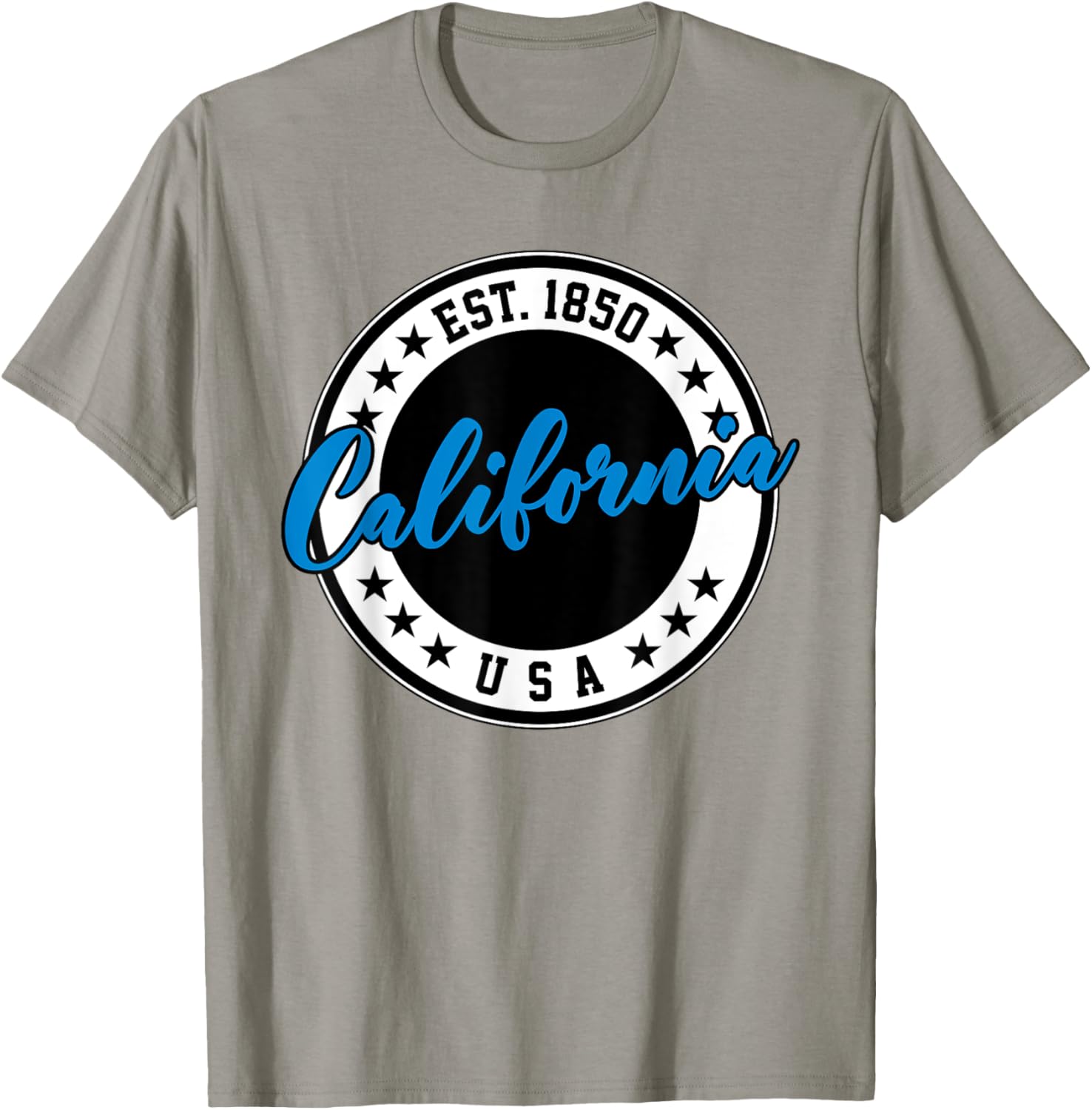 California USA Script Circle Blue Text T-Shirt for Casual Style - 25