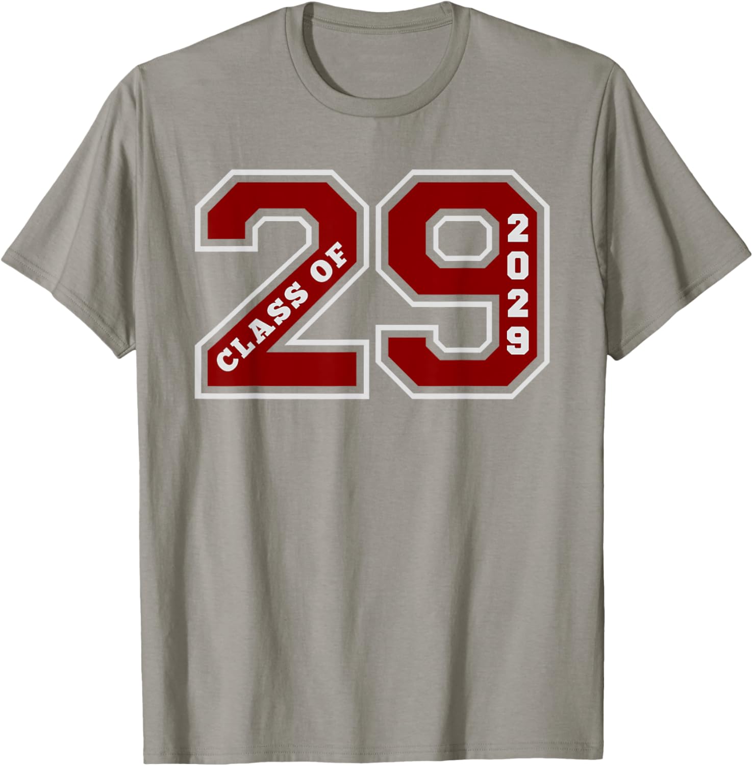 Class of 2029 Maroon Letterman Style Grad T-Shirt for Future Graduates - 2