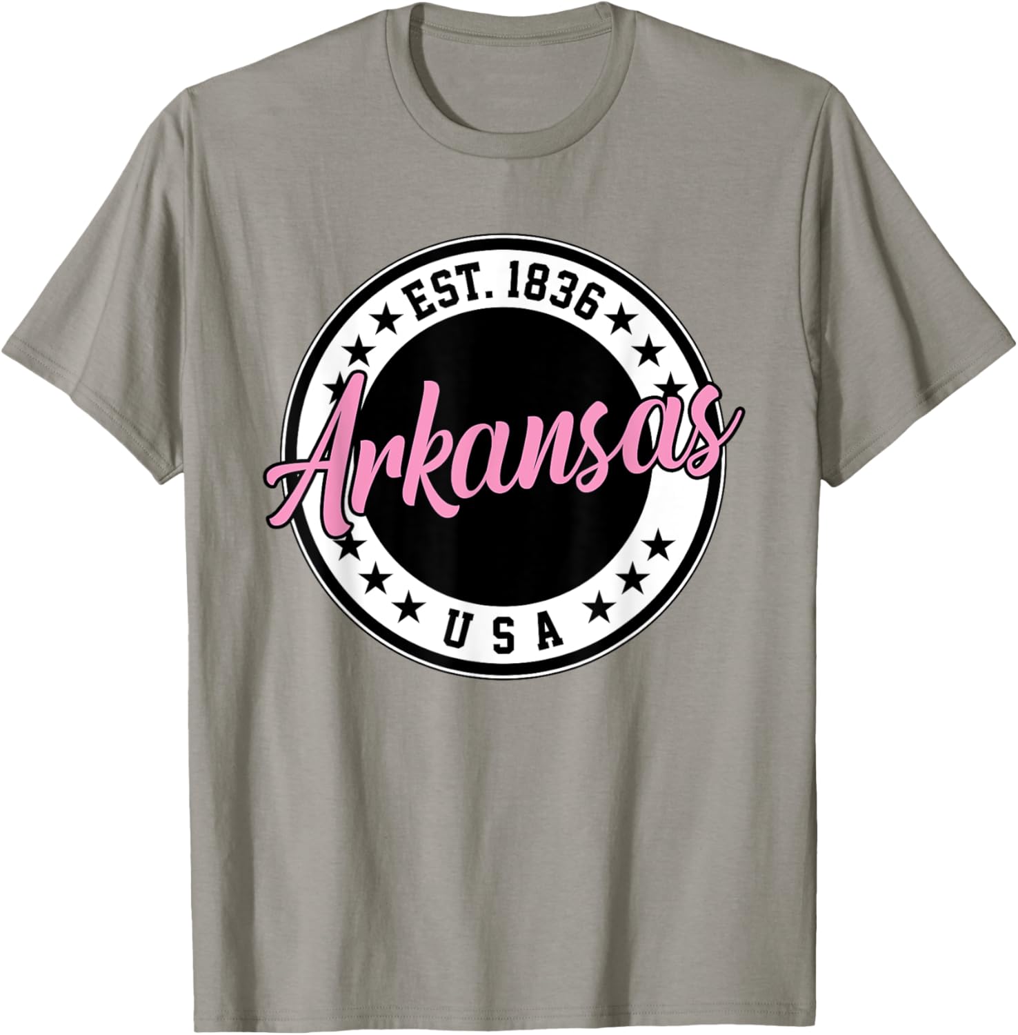 Arkansas Script Circle Pink Text T-Shirt for Stylish Comfort - 29