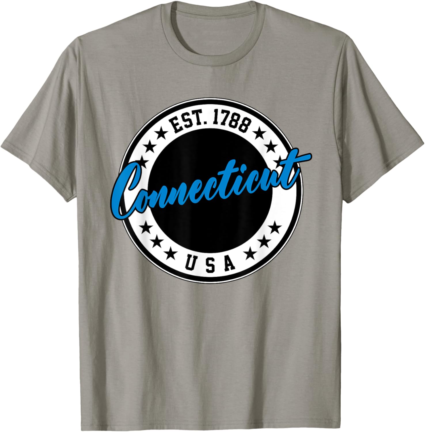 Connecticut USA Script Circle T-Shirt in Blue - Stylish Casual Wear - 26