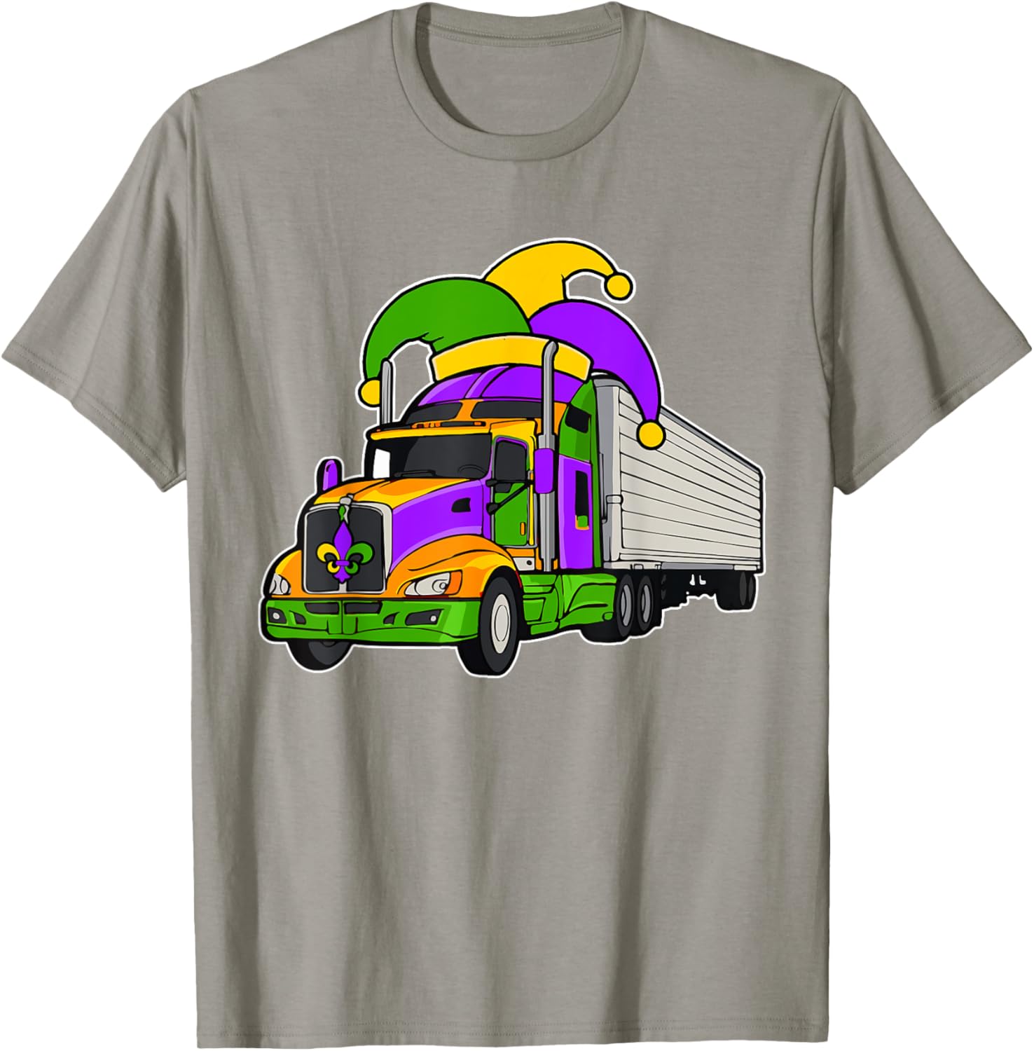 Colorful Mardi Gras Jester Hat Truck Team T-Shirt for Festive Parades - 22
