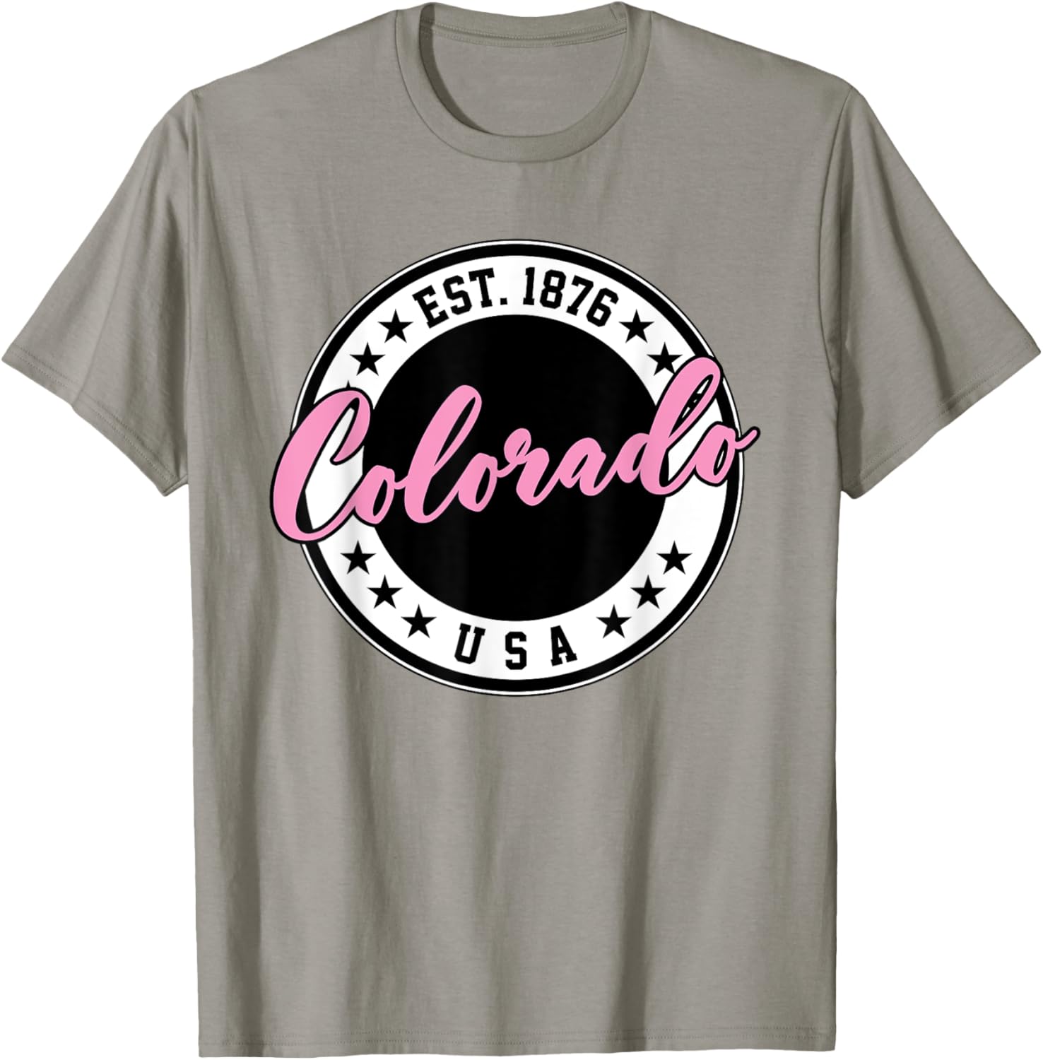 Colorado USA Script Circle Pink Text T-Shirt for Stylish Comfort - 23