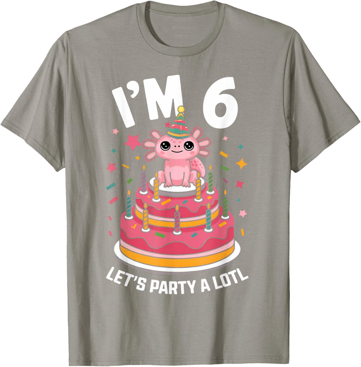 Cute Axolotl 6th Birthday T-Shirt for Kids Fun Birthday Party Outfit - 9
