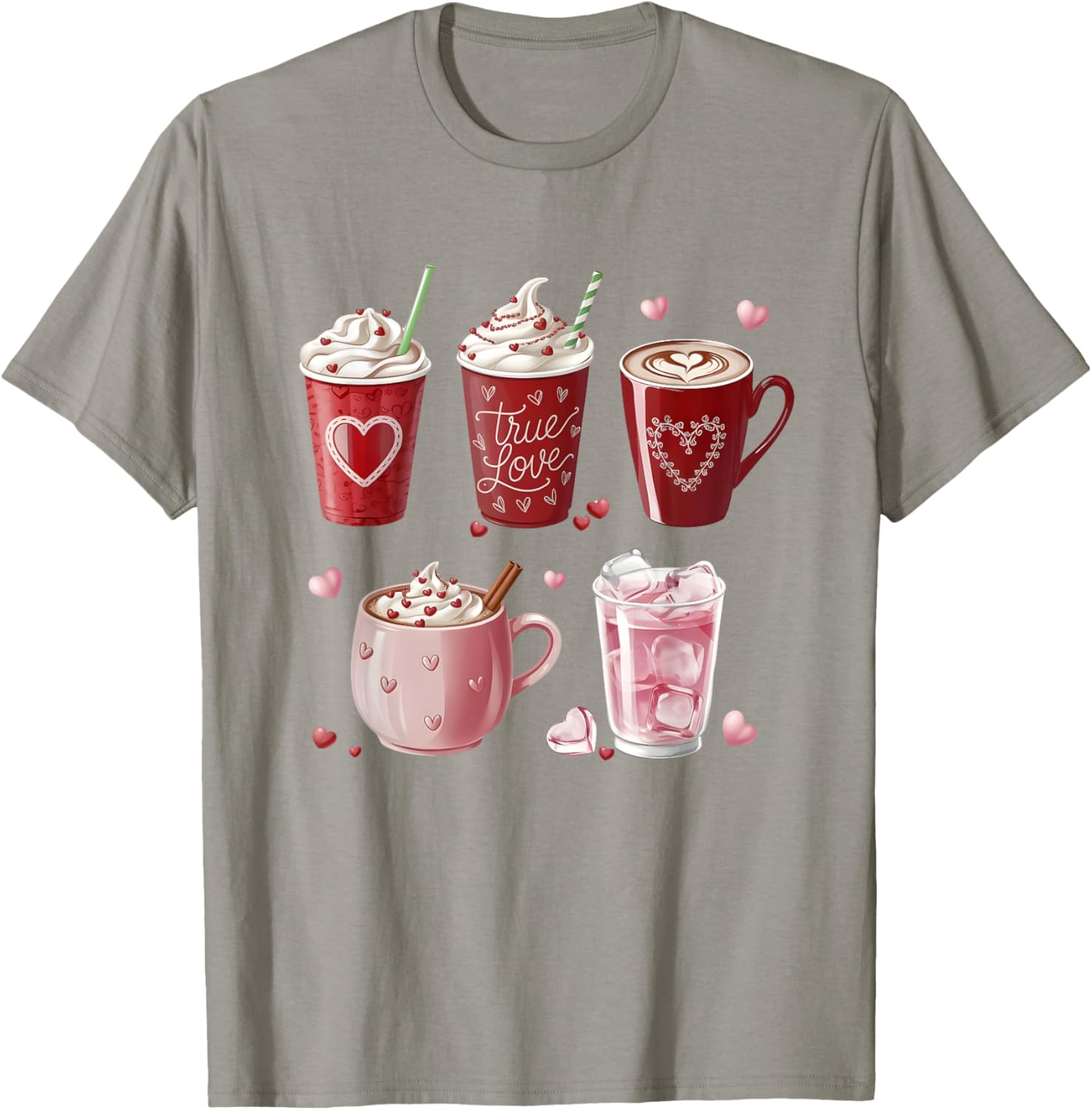 Coffee Lover Valentine T-Shirt Cute Coffee Cups Design for Him or Her - 1
