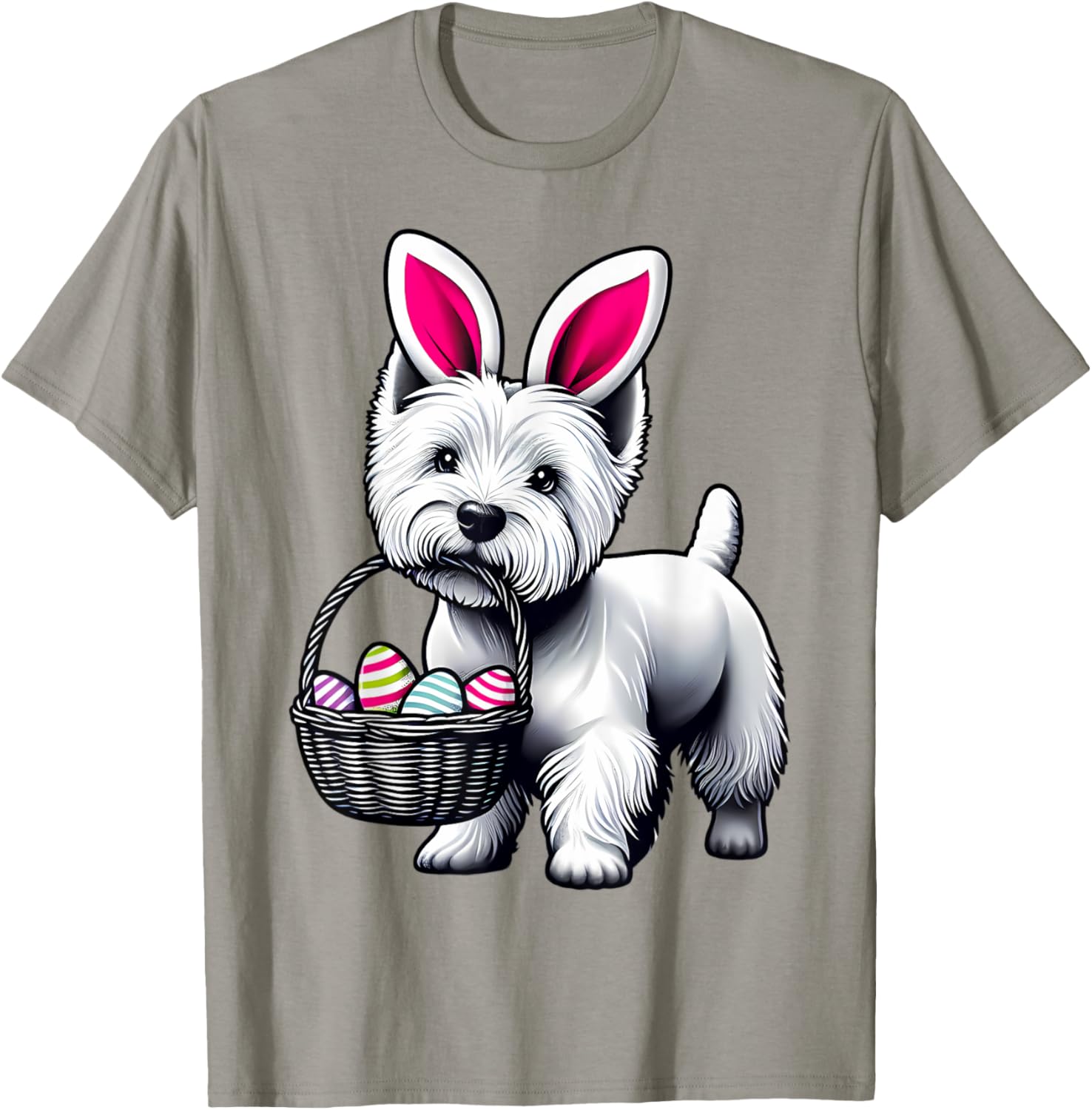 Adorable Bunny Ear West Highland Terrier Easter Eggs T-Shirt for Dogs - 6